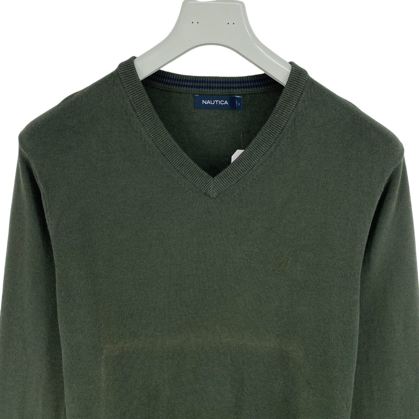 NAUTICA Dark Green V Neck Sweater Pullover Size L