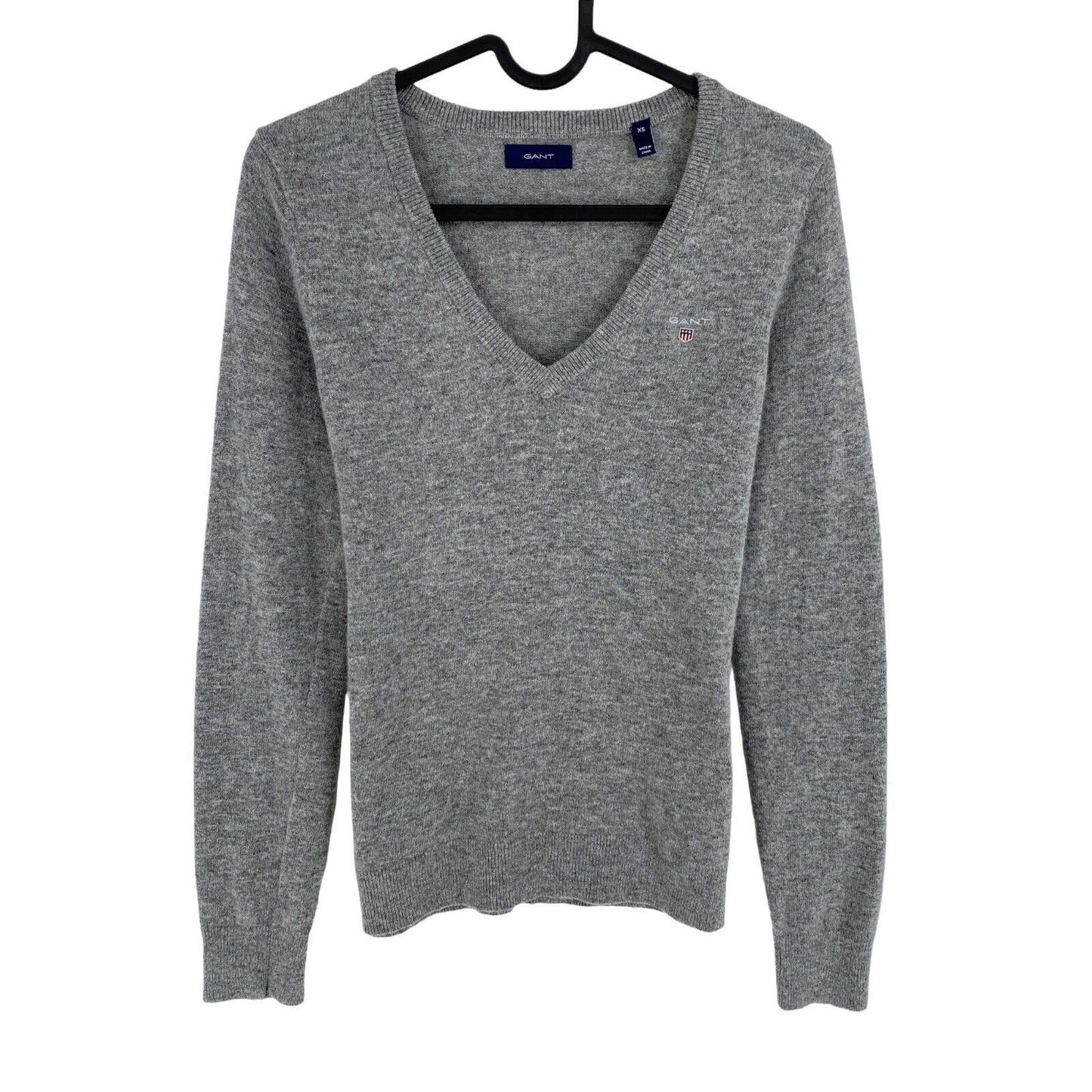 GANT Grey Wool V Neck Sweater Pullover Size XS