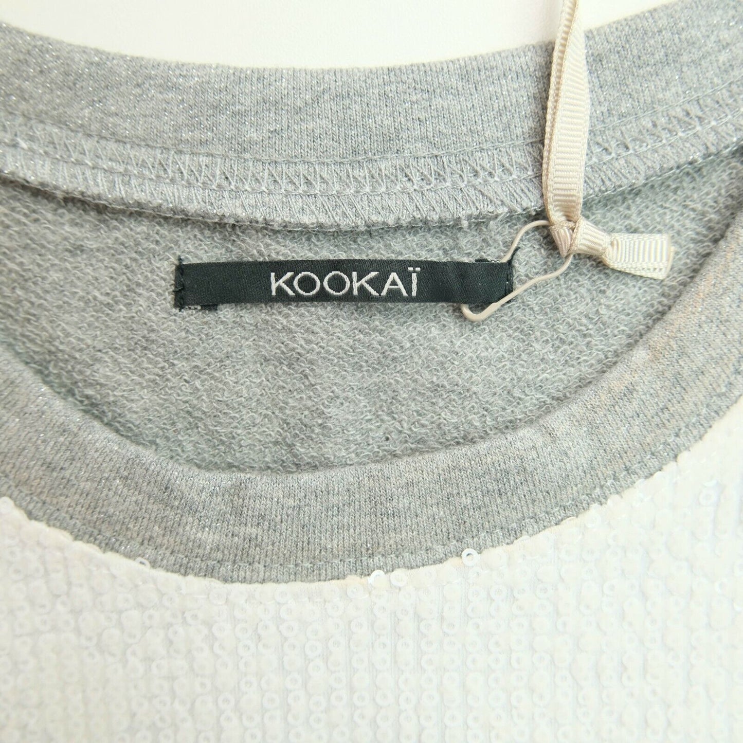 KOOKAI Grey Sequin Crew Neck Jumper Sweater Pullover Size 1 EU 38 / M