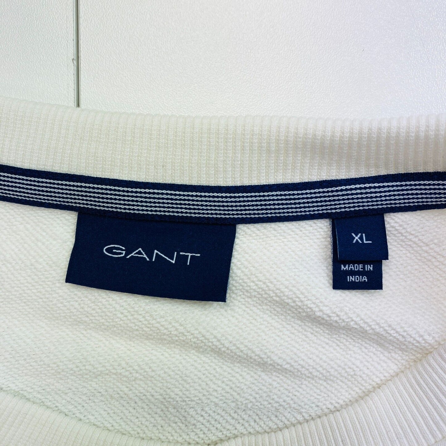 GANT White Stripes Logo Crew Neck Sweater Jumper Size XL