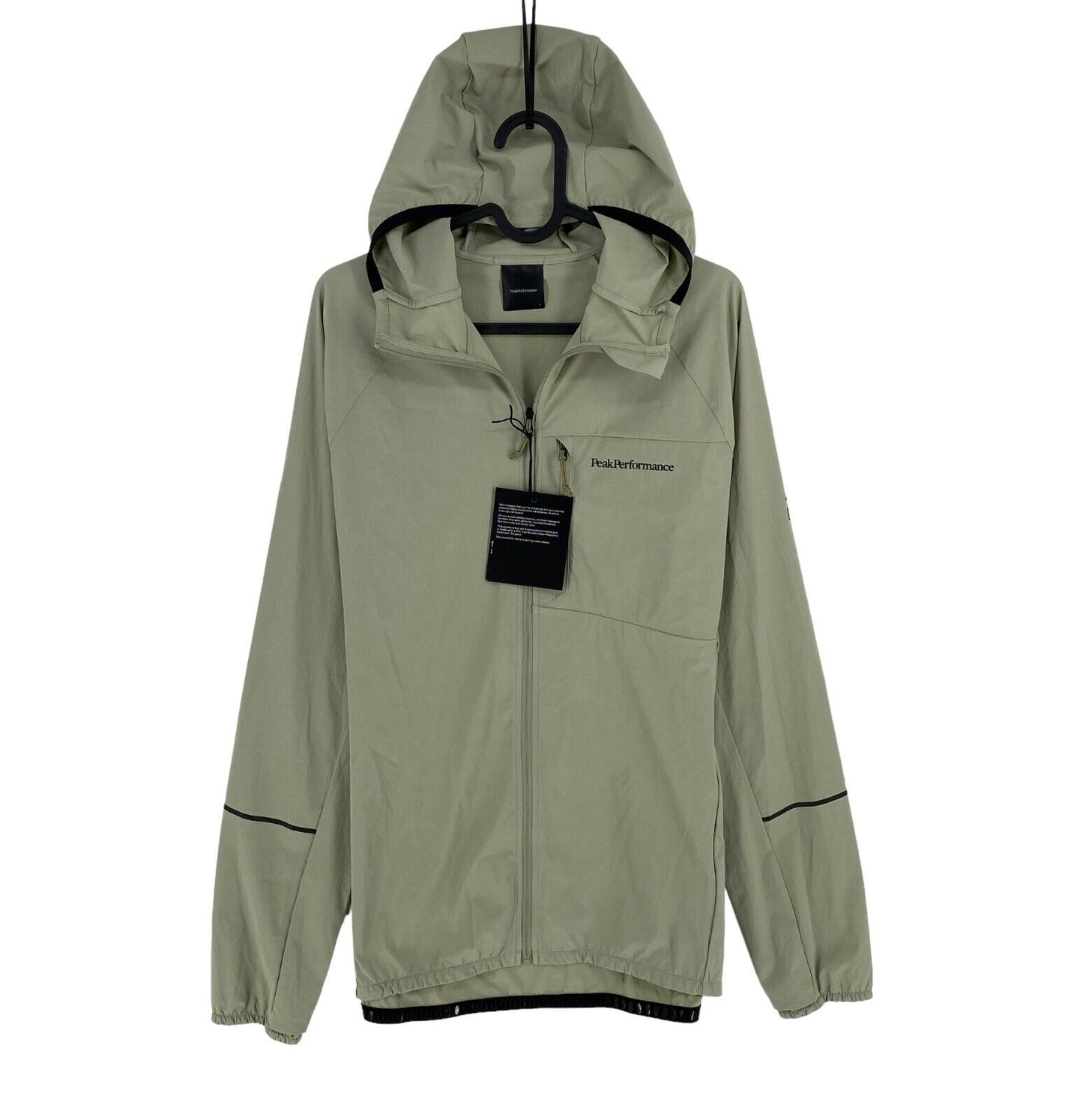 Peak Performance Men Greyish Green Light Woven Hooded Jacket Coat Size M