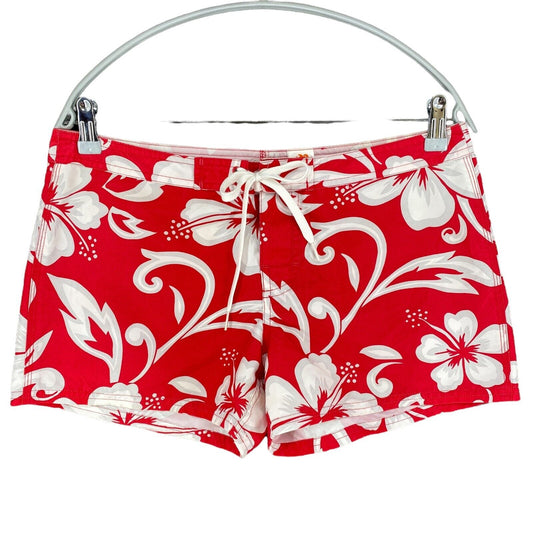 SUNDEK Floral Red Swimwear Swimming Trunks Shorts Size 6 W32