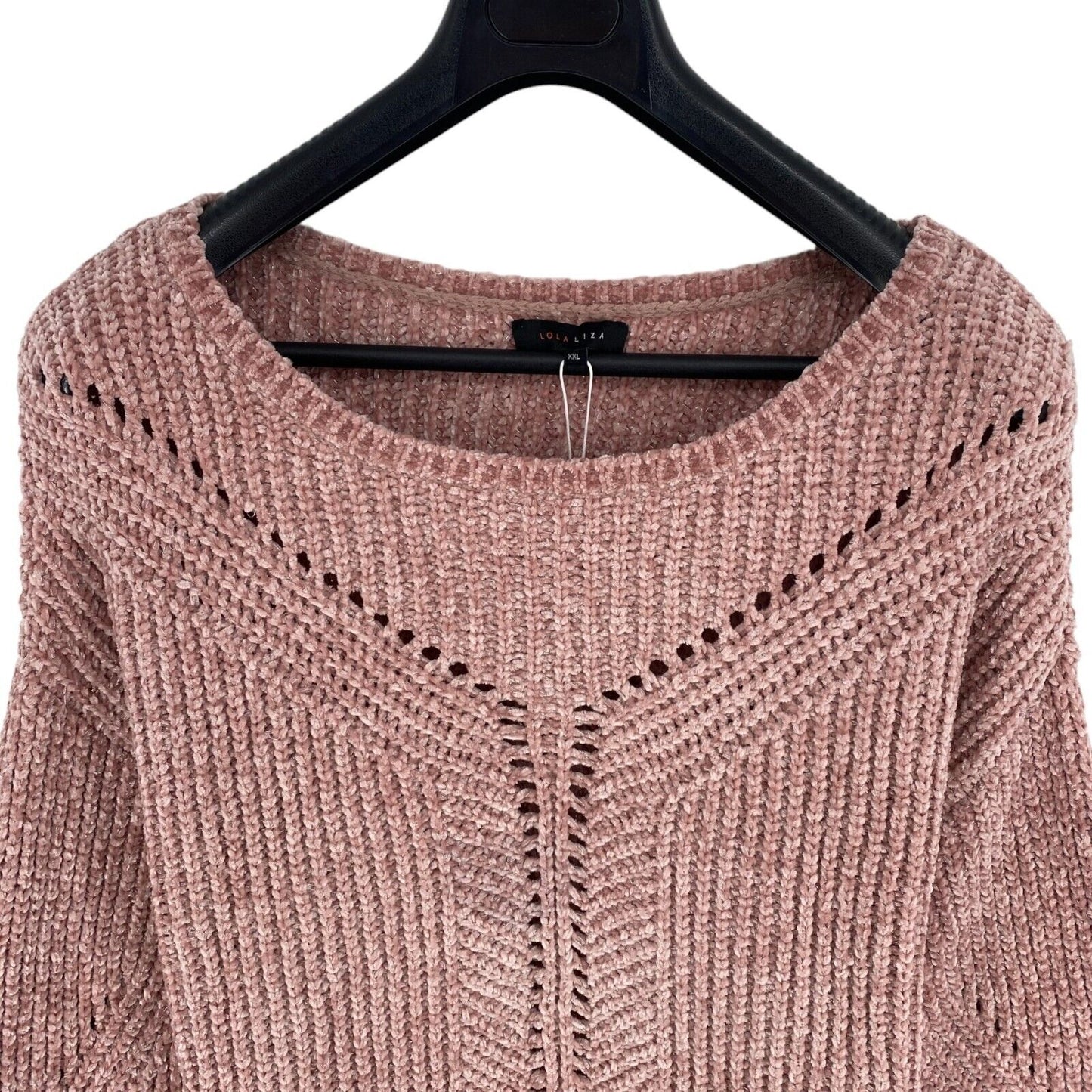 LOLA LIZA Pink Knitted Crew Neck Pullover Jumper Sweater Size 2XL XXL