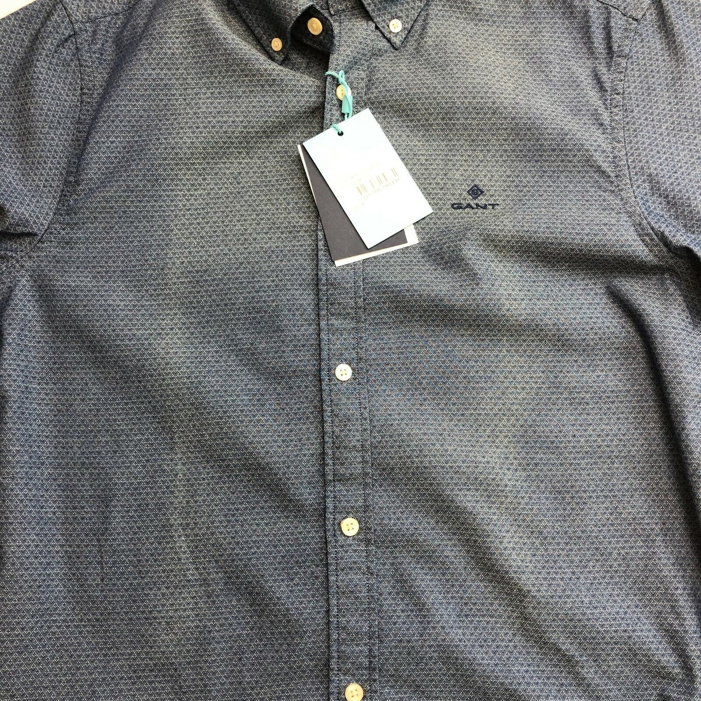 GANT Navy Blue Tech Prep Slim Indigo Dobby Slim Shirt Size M L XL