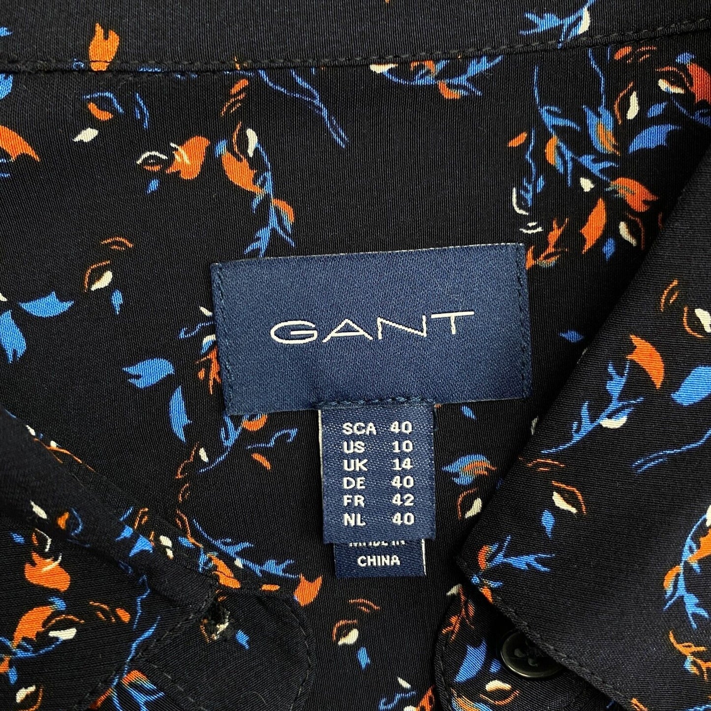 GANT Navy Blue Multi Floral Shirt Size EU 40 UK 14 US 10