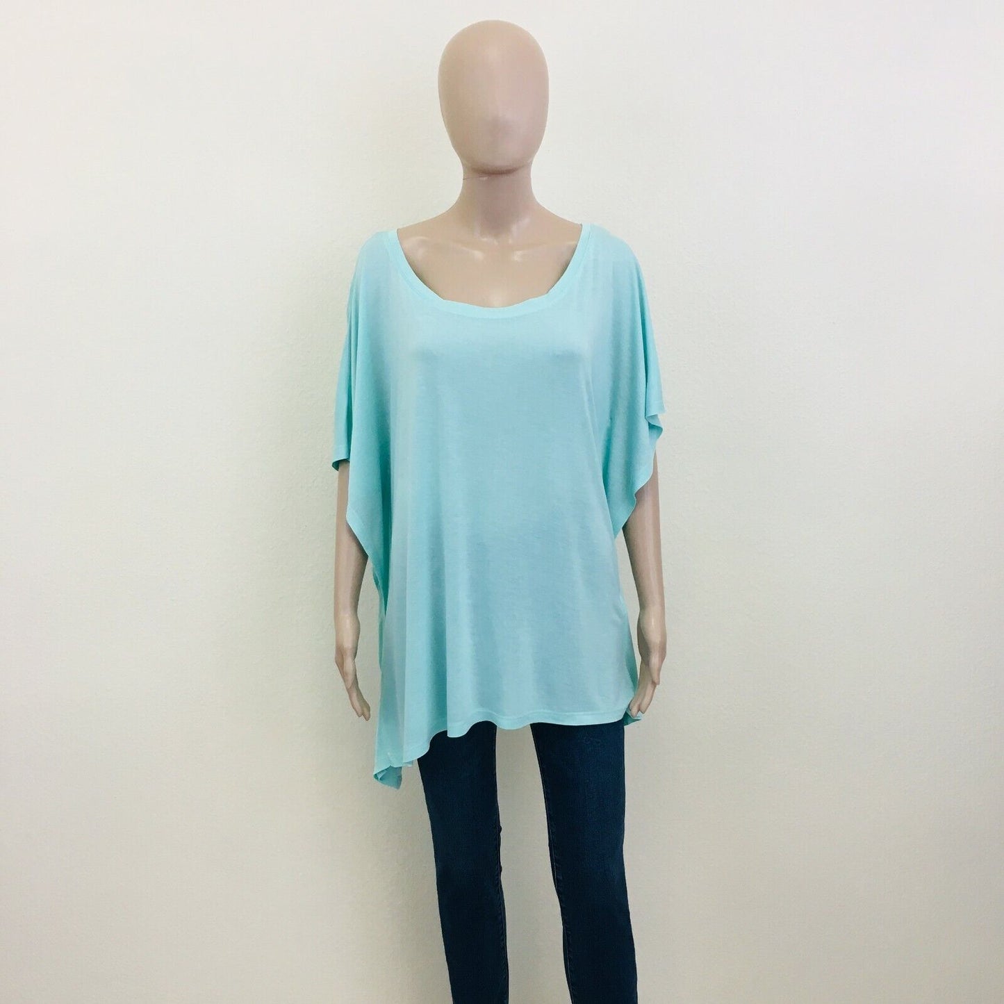 ZARA Blue Loose Fit Viscose T Shirt Top Blouse Size M