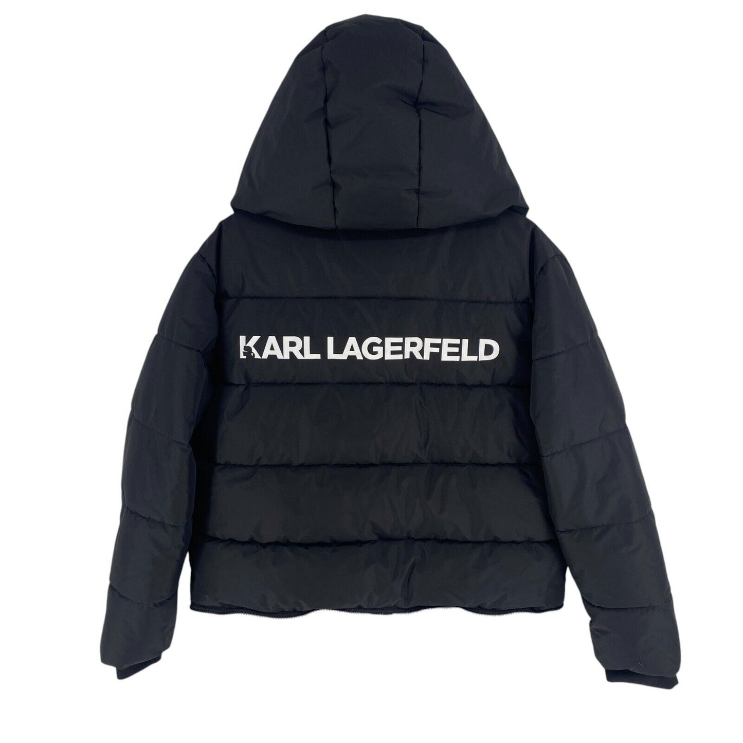 KARL LAGERFELD Girls Black Padded Hooded Jacket Coat Size 16 Years