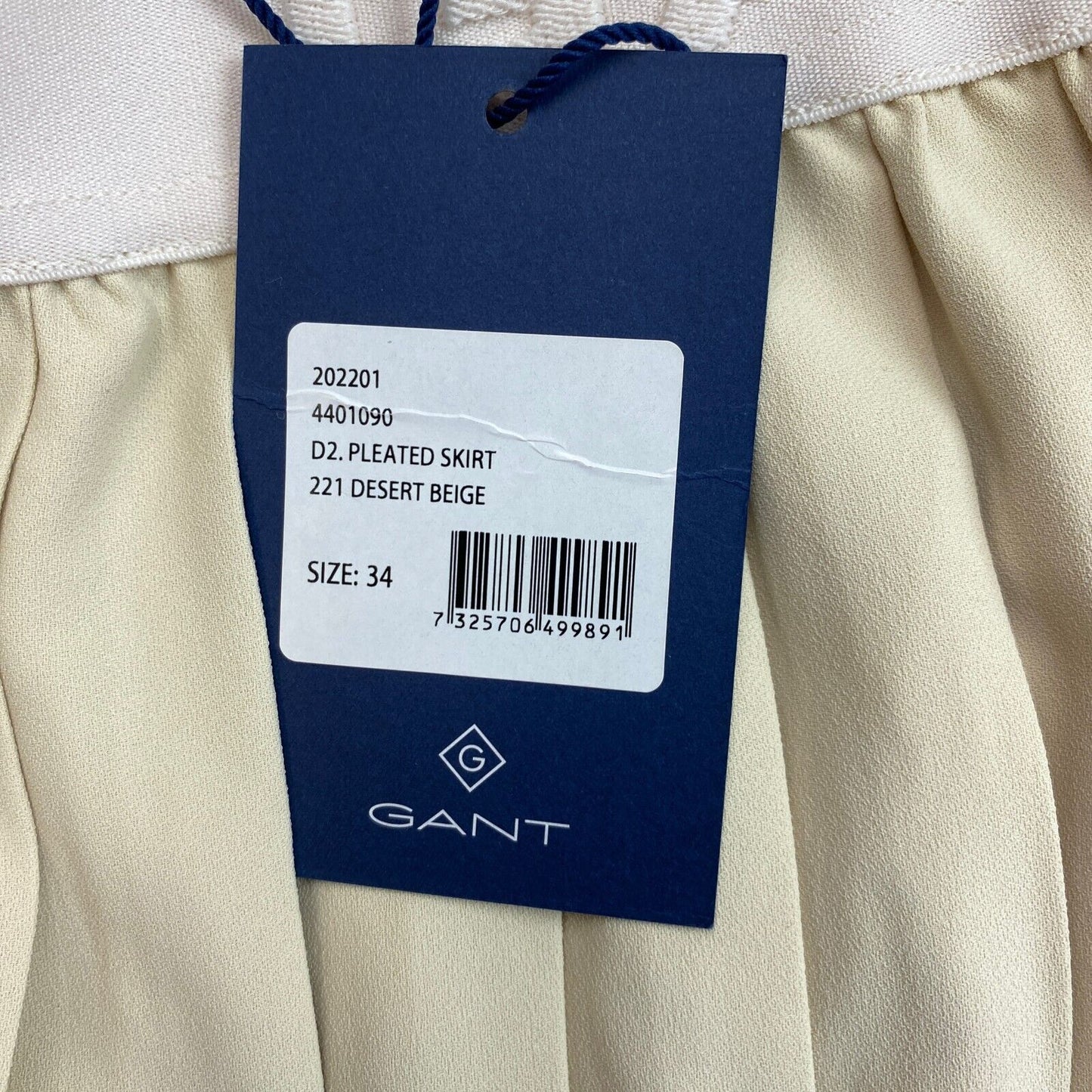 GANT Beige Pleated Skirt Size EU 34 UK 6 US 4