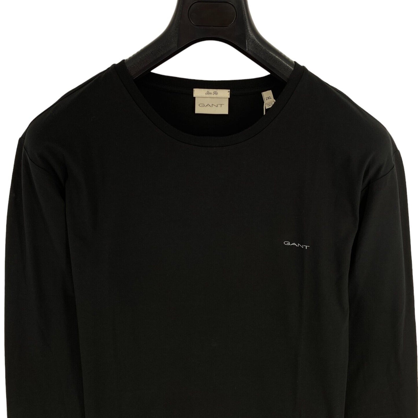 GANT Black Merc Jersey Slim Fit Long Sleeves Crew Neck T Shirt Size 2XL XXL