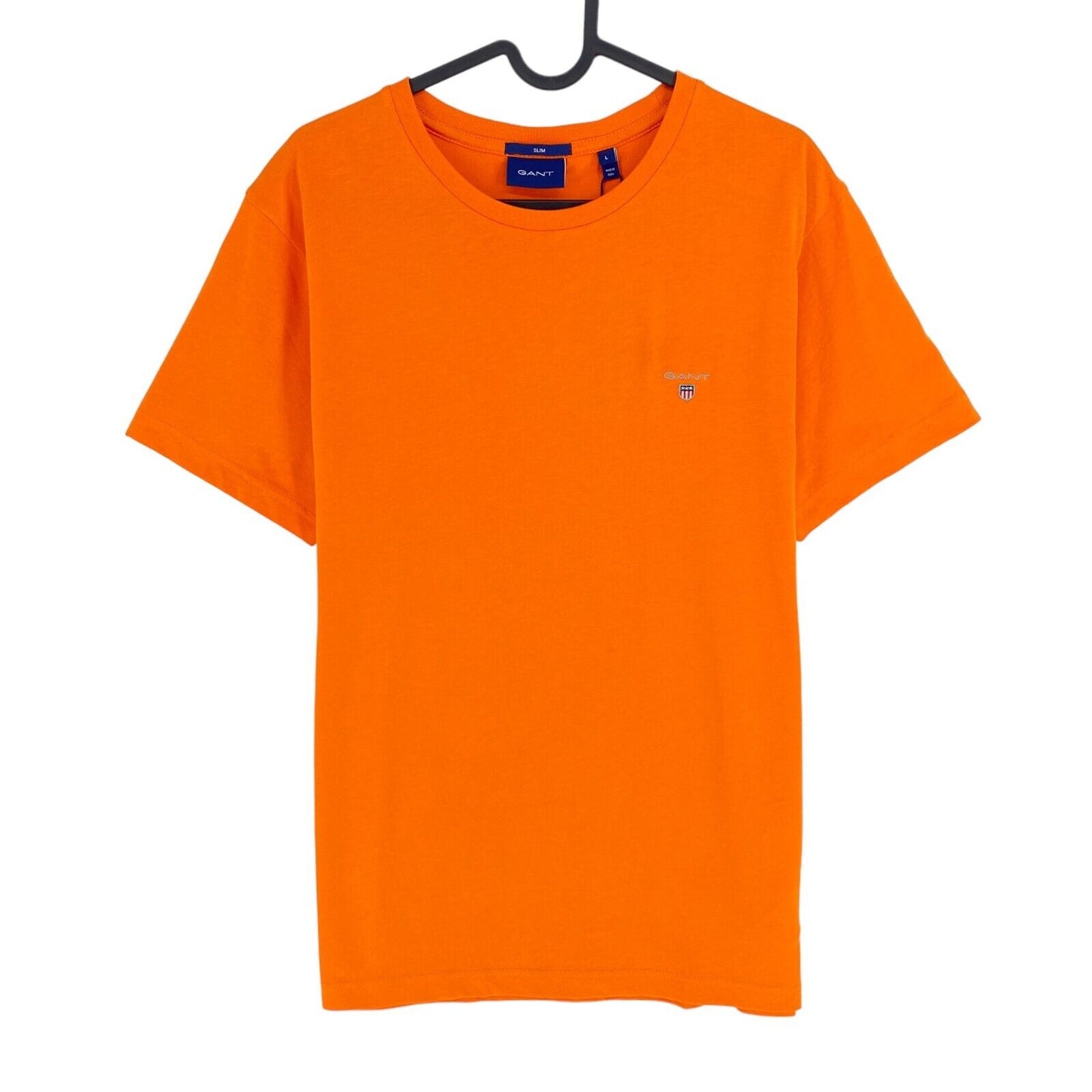 GANT Men Orange Original Slim Fit Crew Neck Short Sleeves T-Shirt Size L