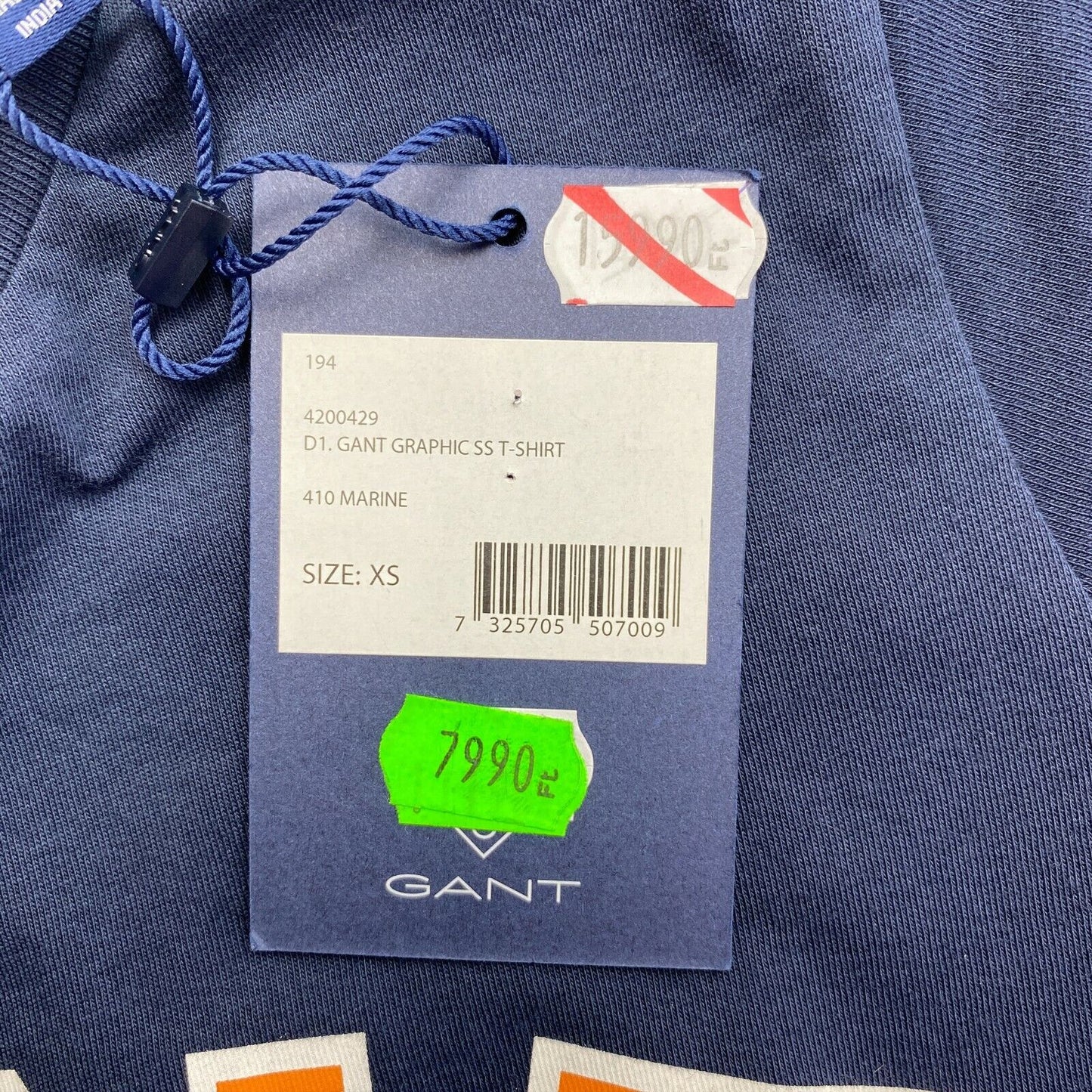 GANT T-shirt à col rond graphique bleu marine taille XS