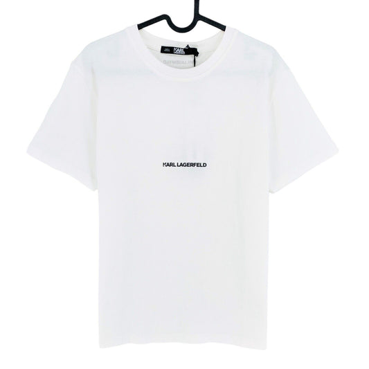 KARL LAGERFELD White Unisex Logo Crew Neck T Shirt Size S