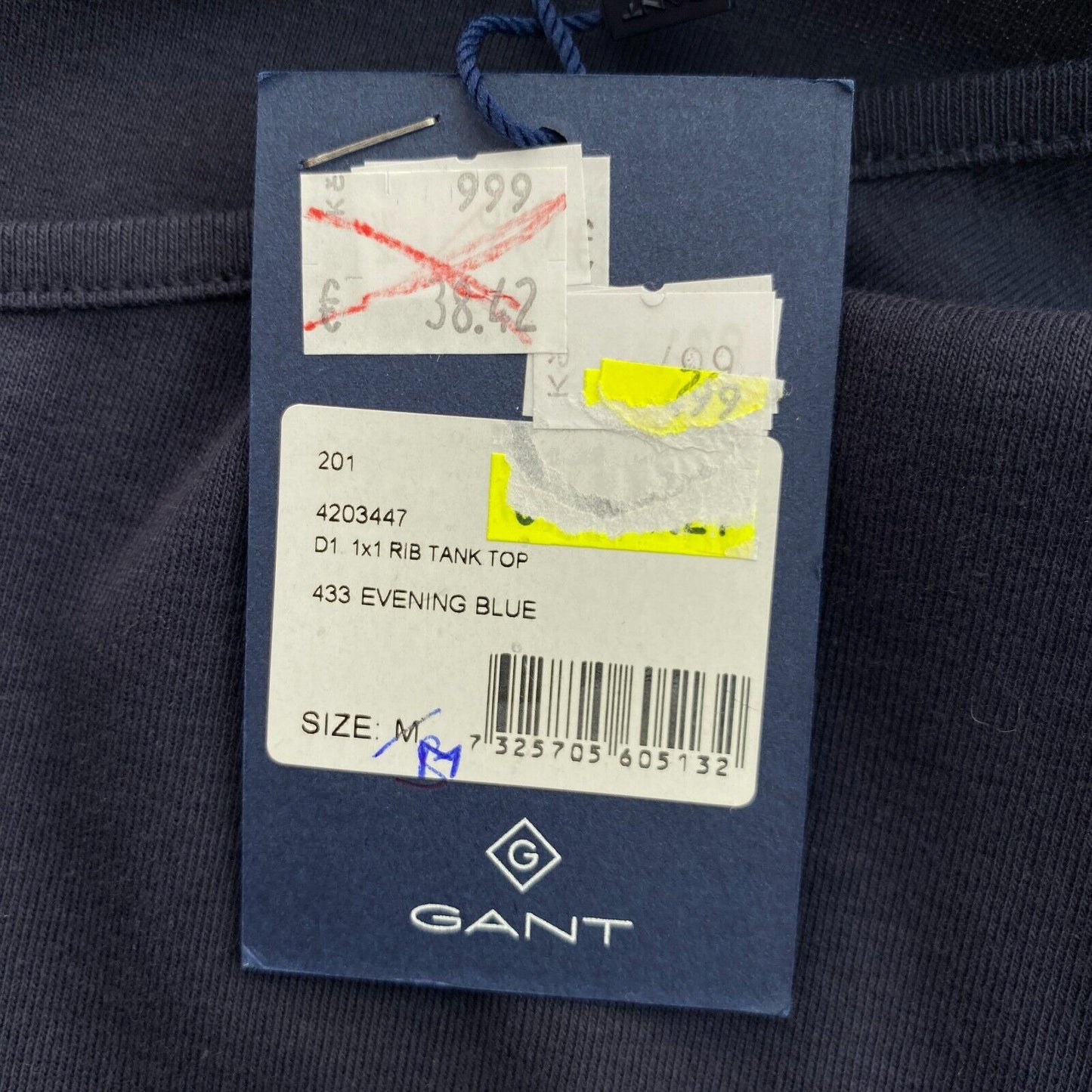 GANT Débardeur Côtelé 1x1 Bleu Marine Taille M