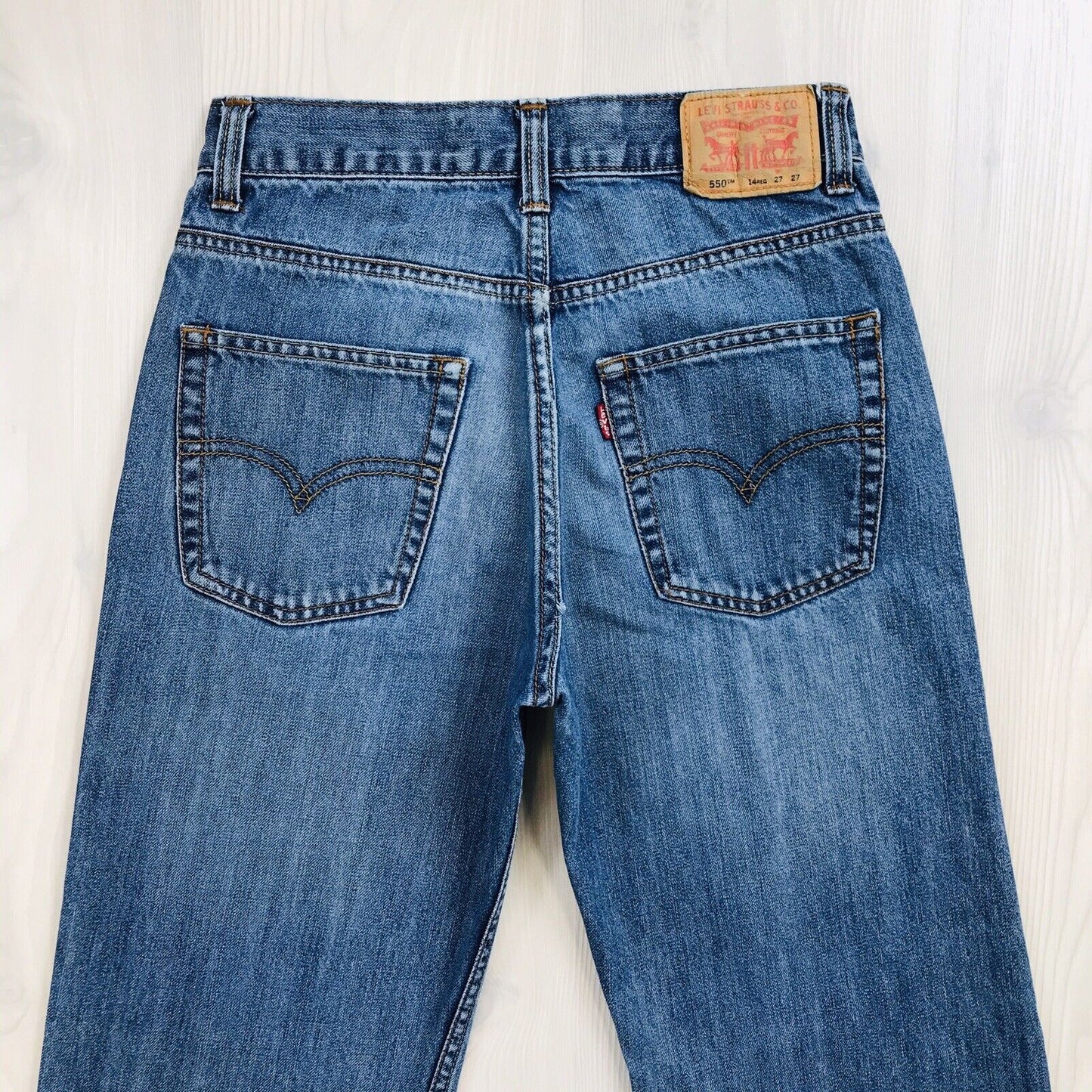 Vintage Levi's 550 Boys Blue Relaxed Straight Fit Jeans 14 Reg / W27 L27