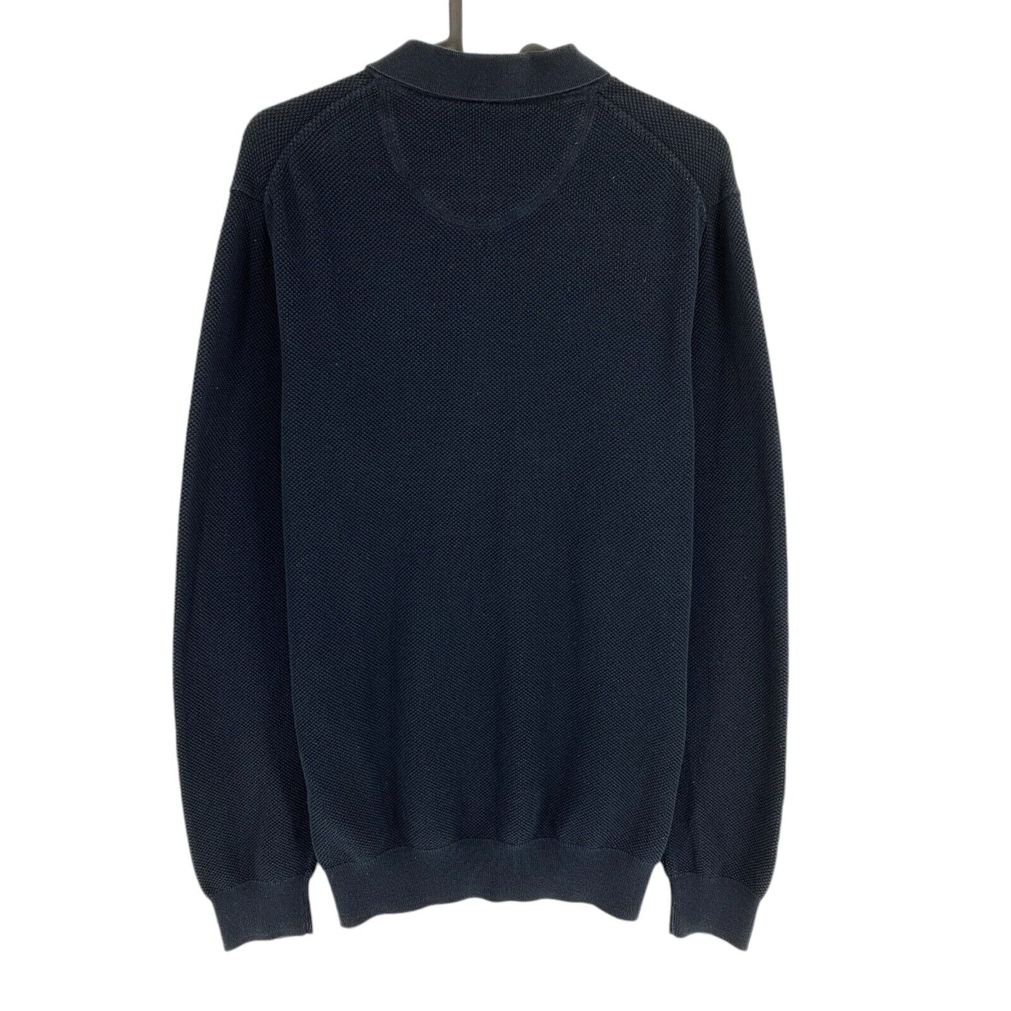 GANT Navy Blue Cotton Pique Polo Sweater Pullover Size L