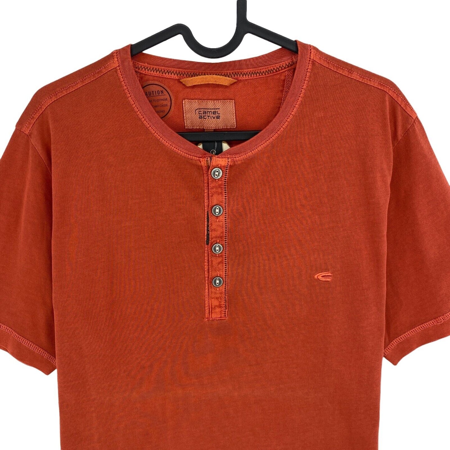 Camel Active Dark Orange Basic Henley T Shirt Size M XL