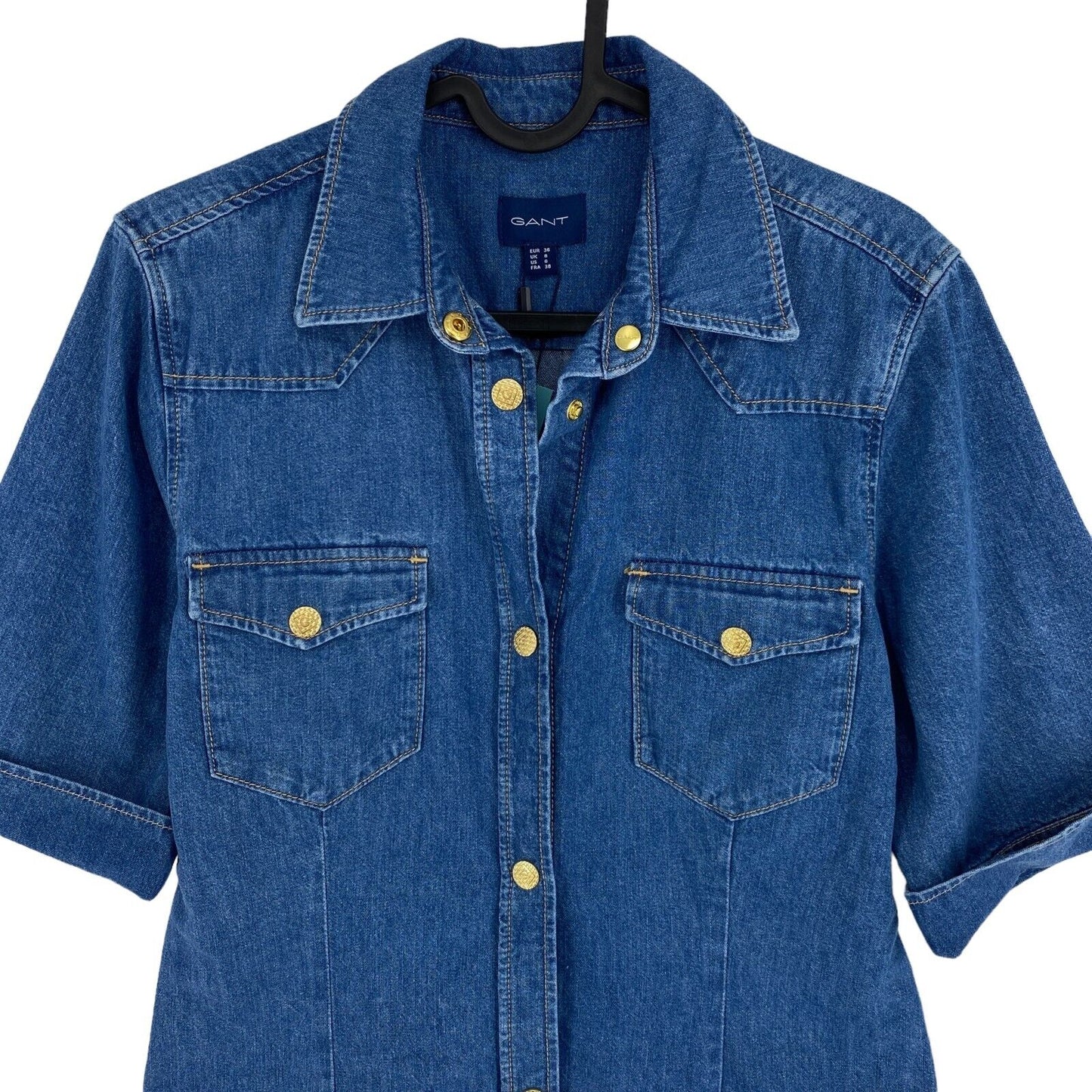 GANT Robe chemise à manches courtes en denim bleu foncé Taille EU 36 UK 8 US 6