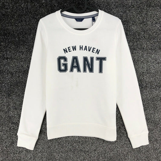 GANT White Logo Crew Neck Jumper Sweater Size XS