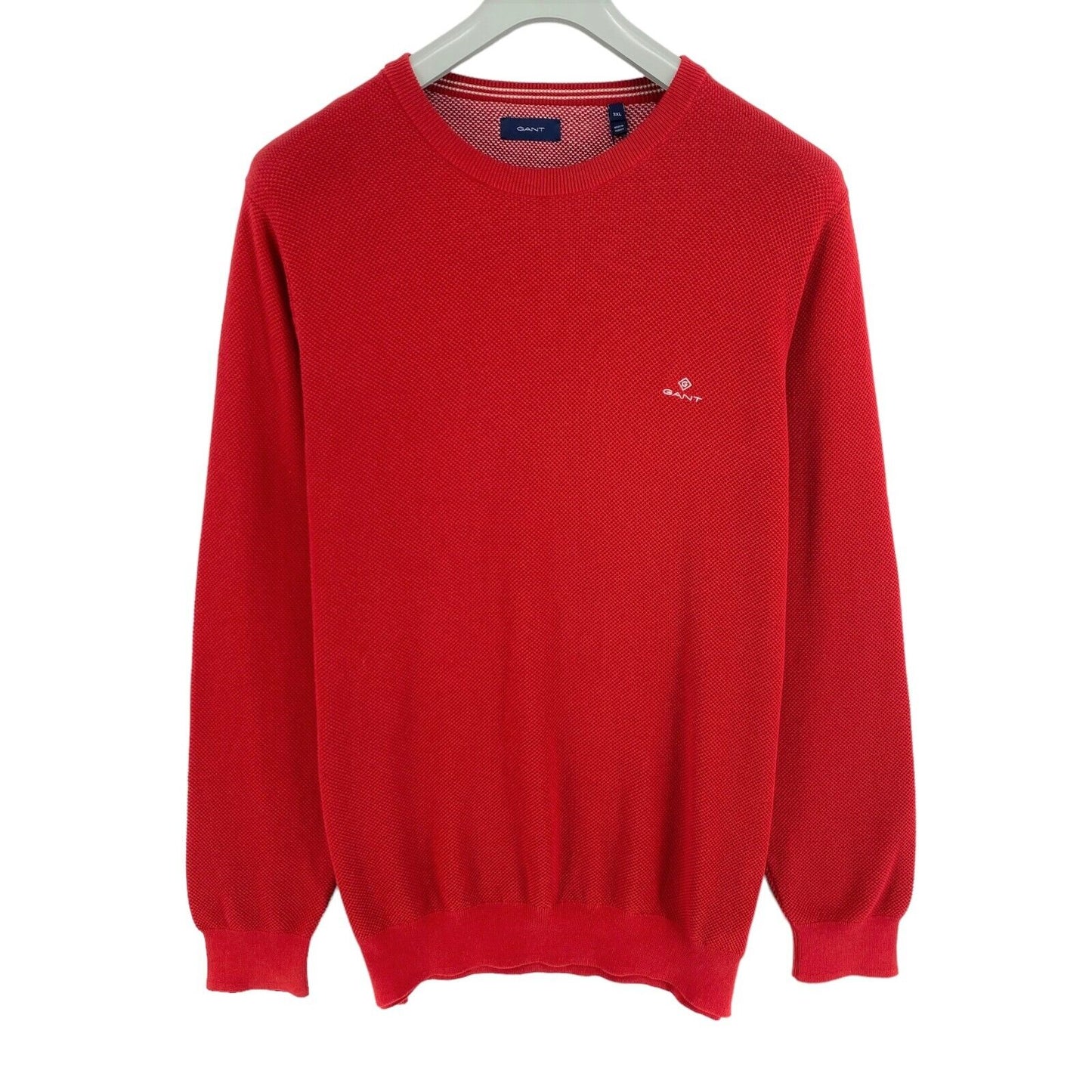 GANT Red Cotton Pique Crew Neck Sweater Jumper 2XL XXL