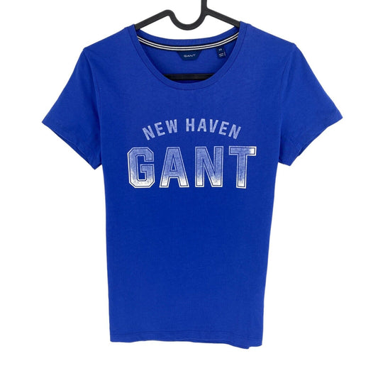 GANT Women Navy Blue Logo Crew Neck T Shirt Size XS