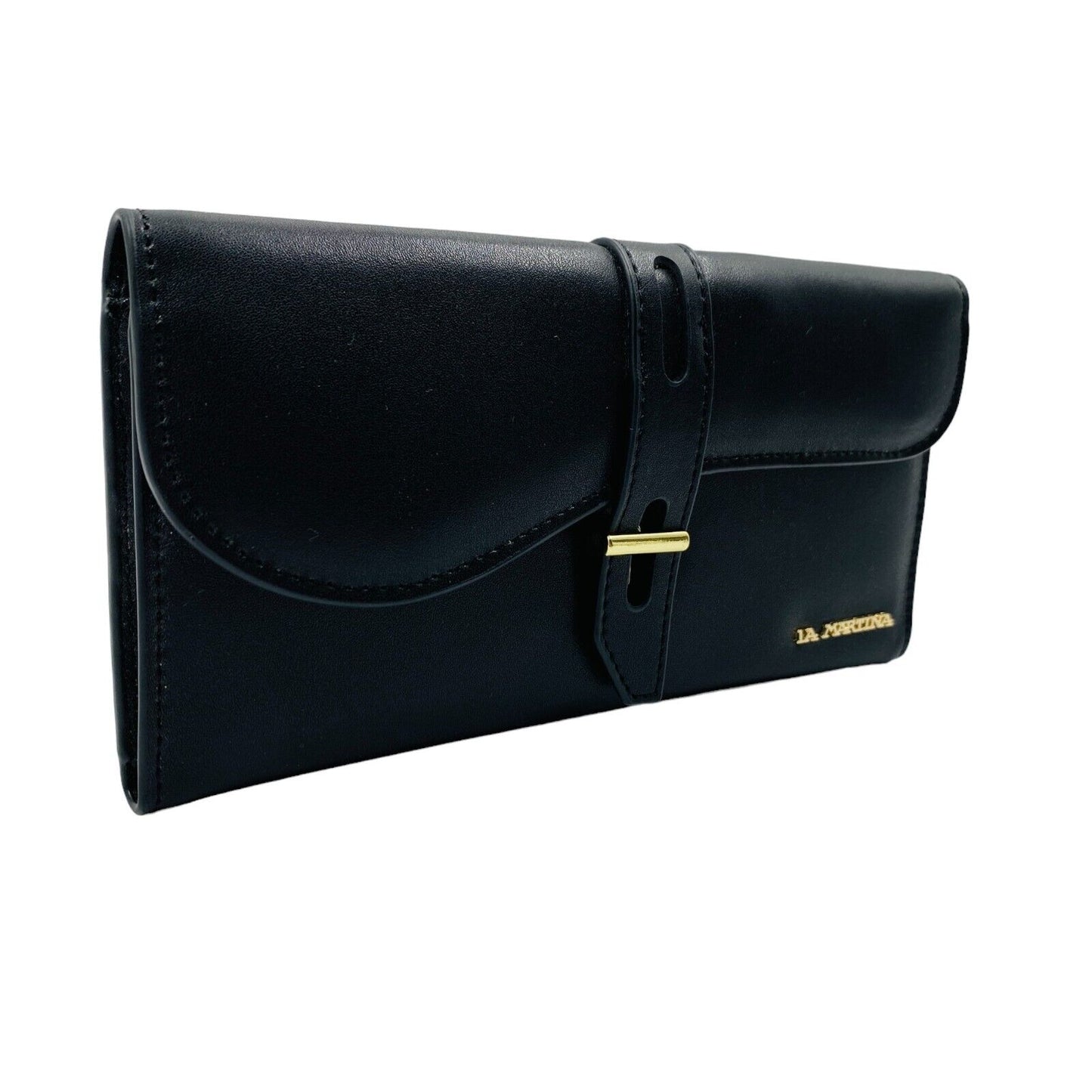 La Martina Black Women Logo Calf Leather Wallet