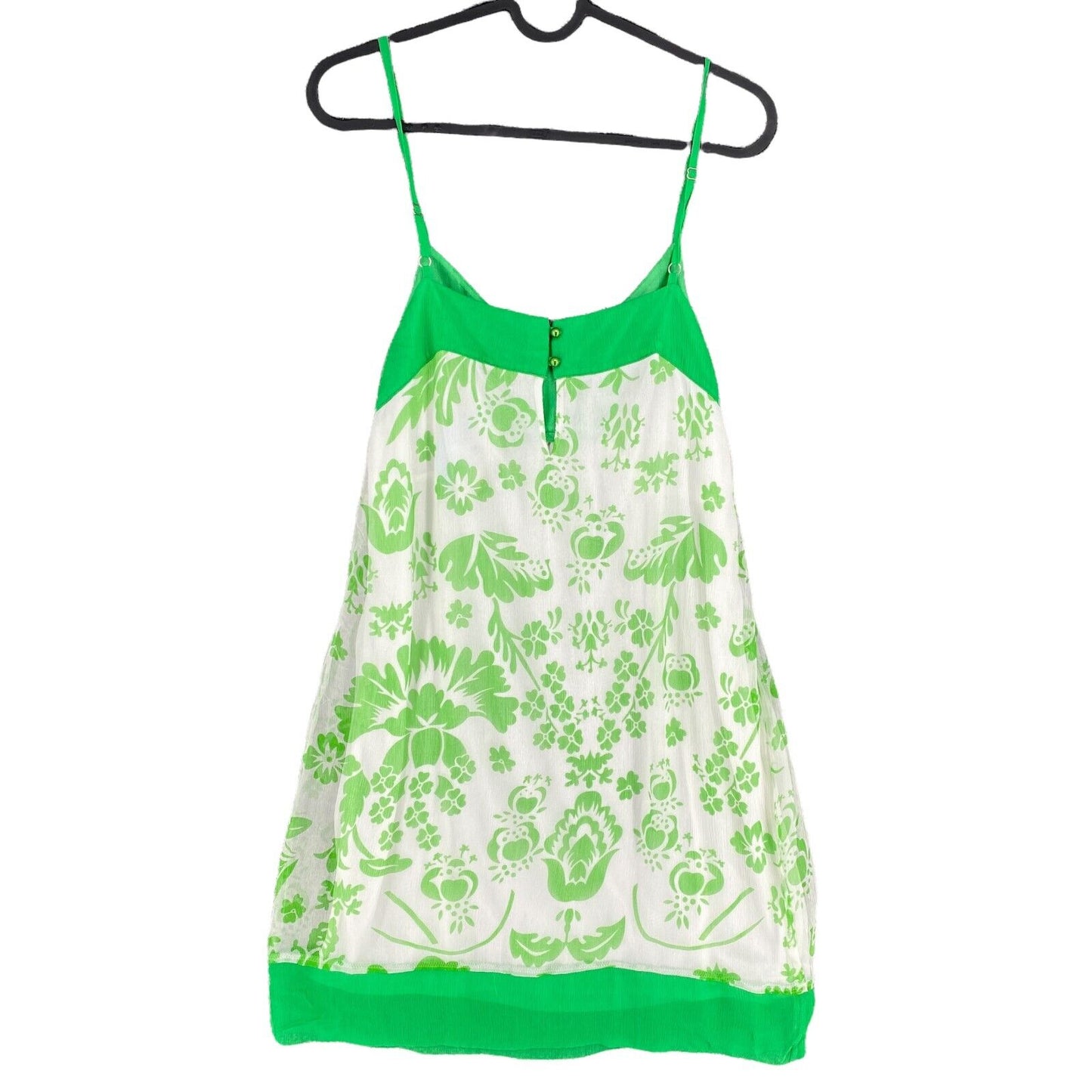 RPR €104 Traffic People Floral Green 100% Silk Sleeveless Tank Dress Size M