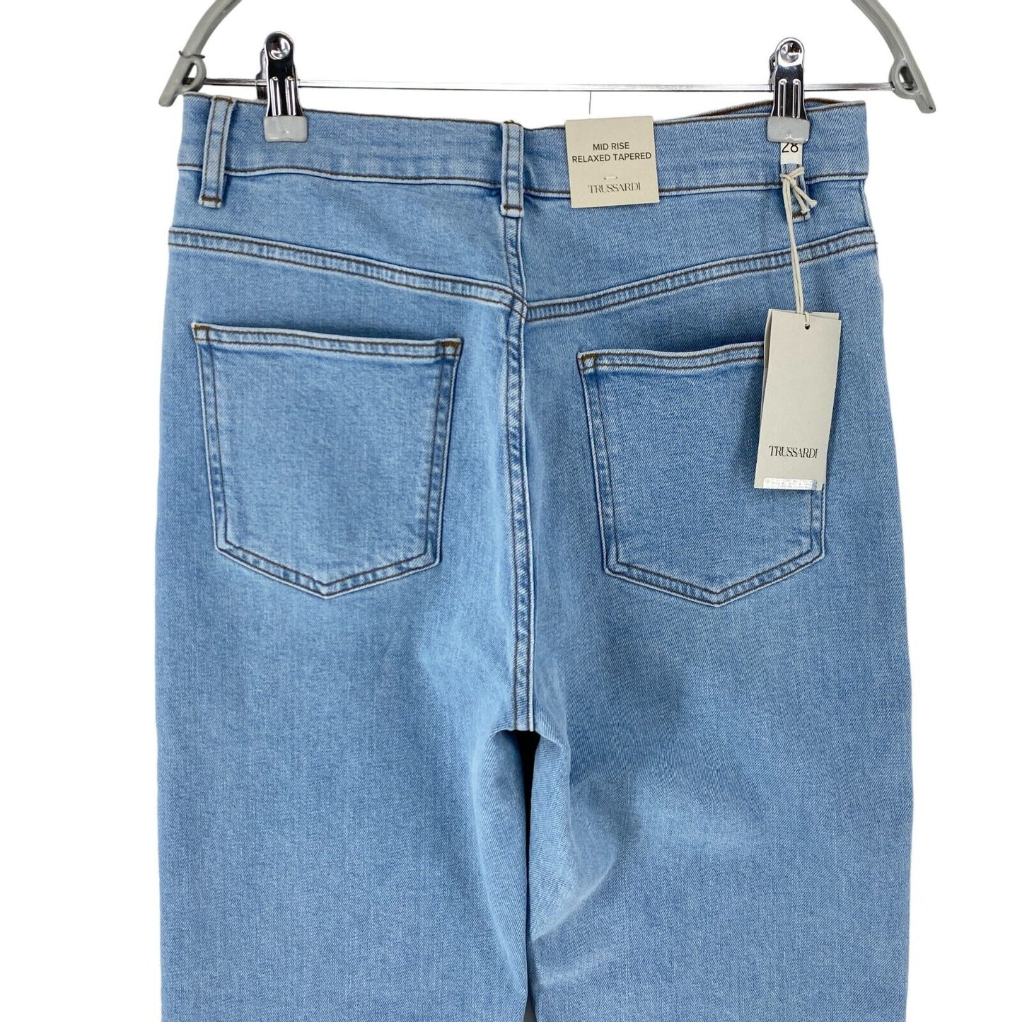 TRUSSARDI Femme Bleu Taille mi-haute Coupe fuselée décontractée Jeans Taille 42 / W28 L30