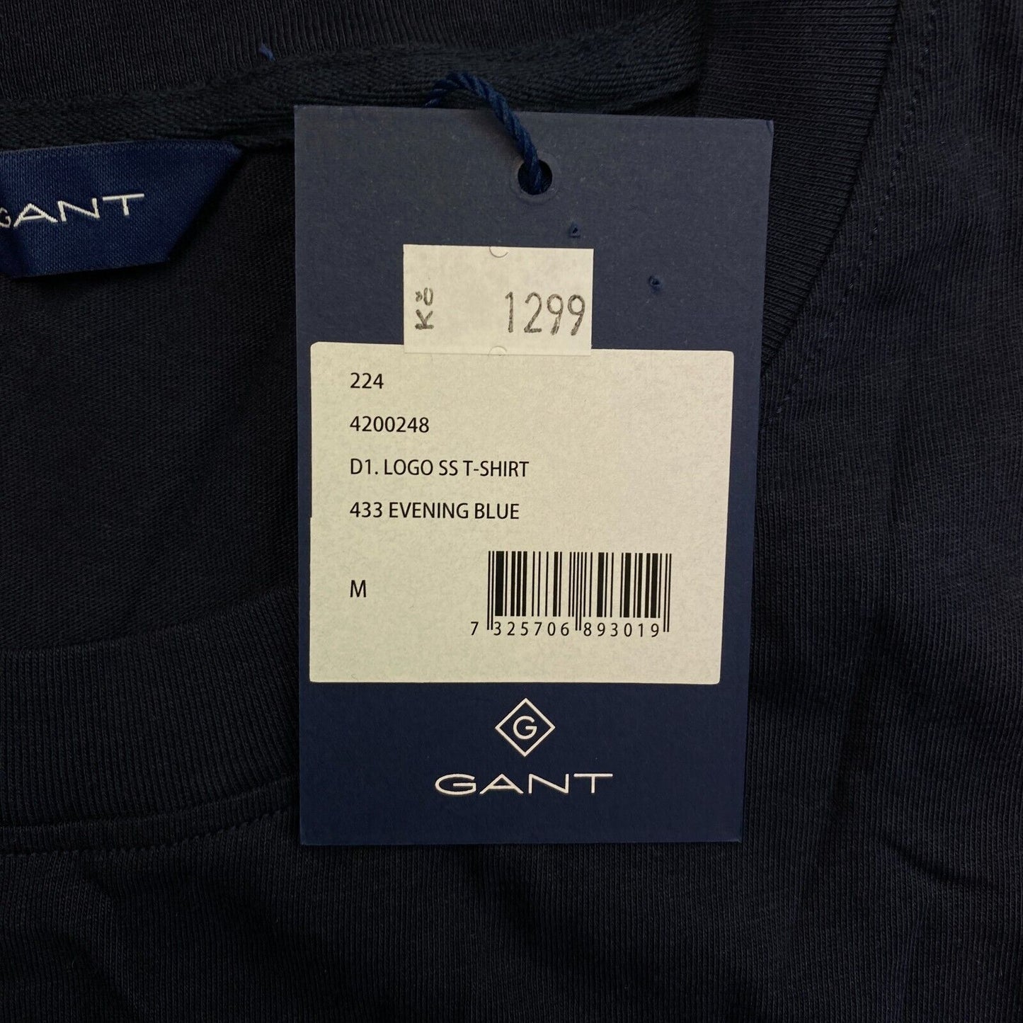 GANT Women Navy Blue Logo Crew Neck Short Sleeve T Shirt Size M