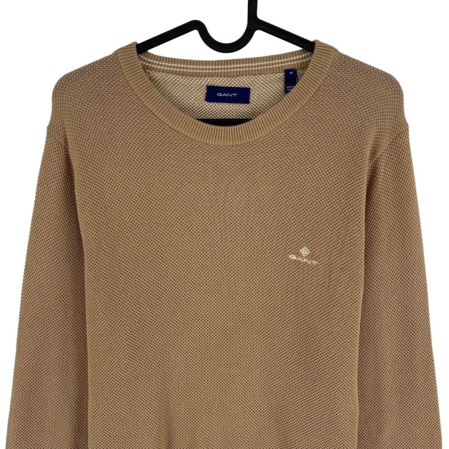 GANT Brown Cotton Pique Crew Neck Sweater Pullover Size M