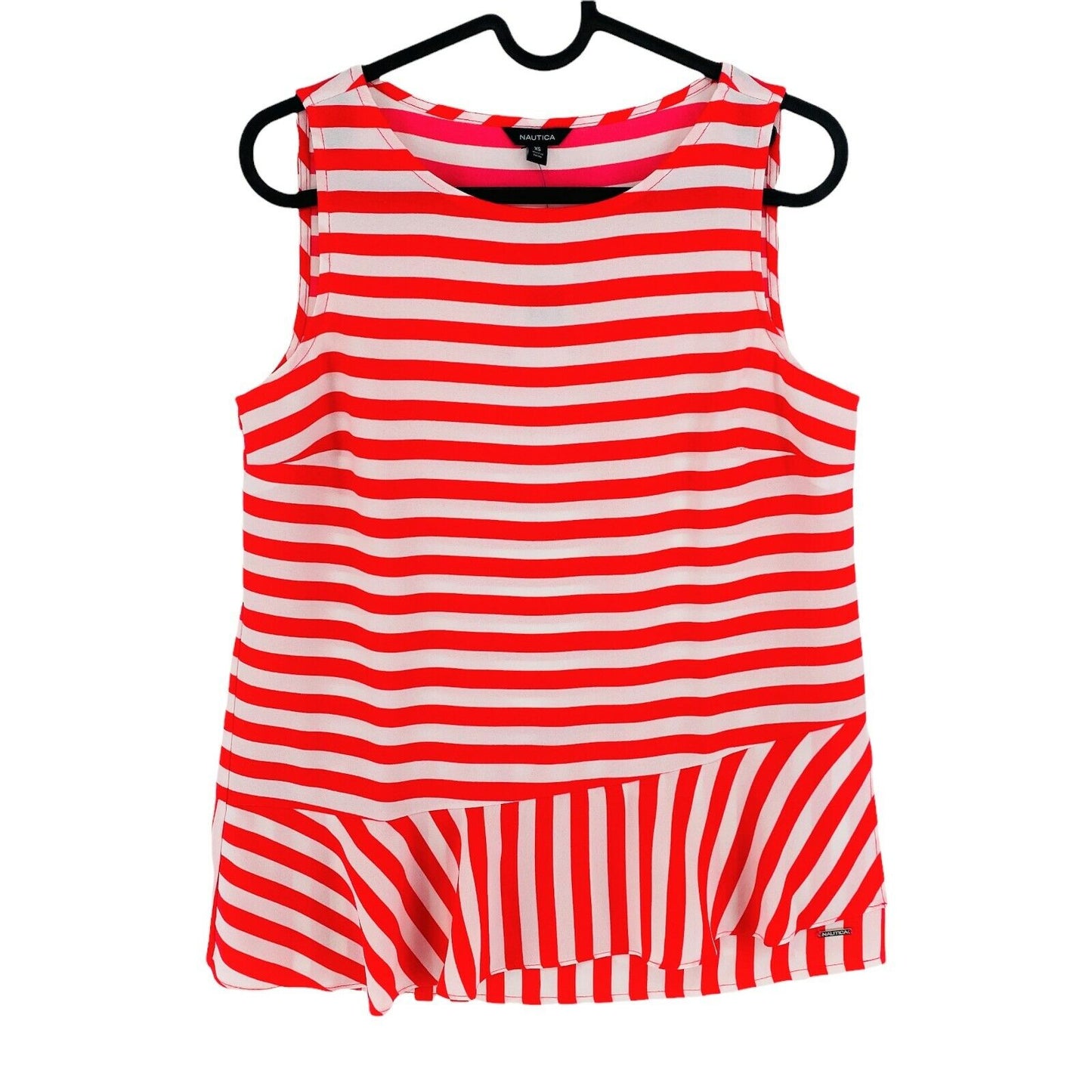 NAUTICA Red Striped Crew Neck Sleeveless Blouse Top Size XS