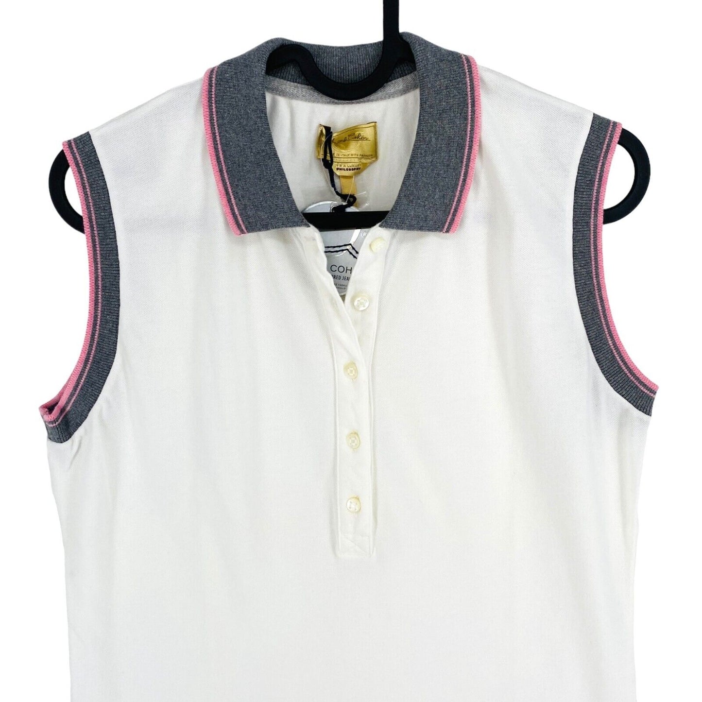 JACOB COHEN Women J230 White Sleeveless Polo Shirt Size L