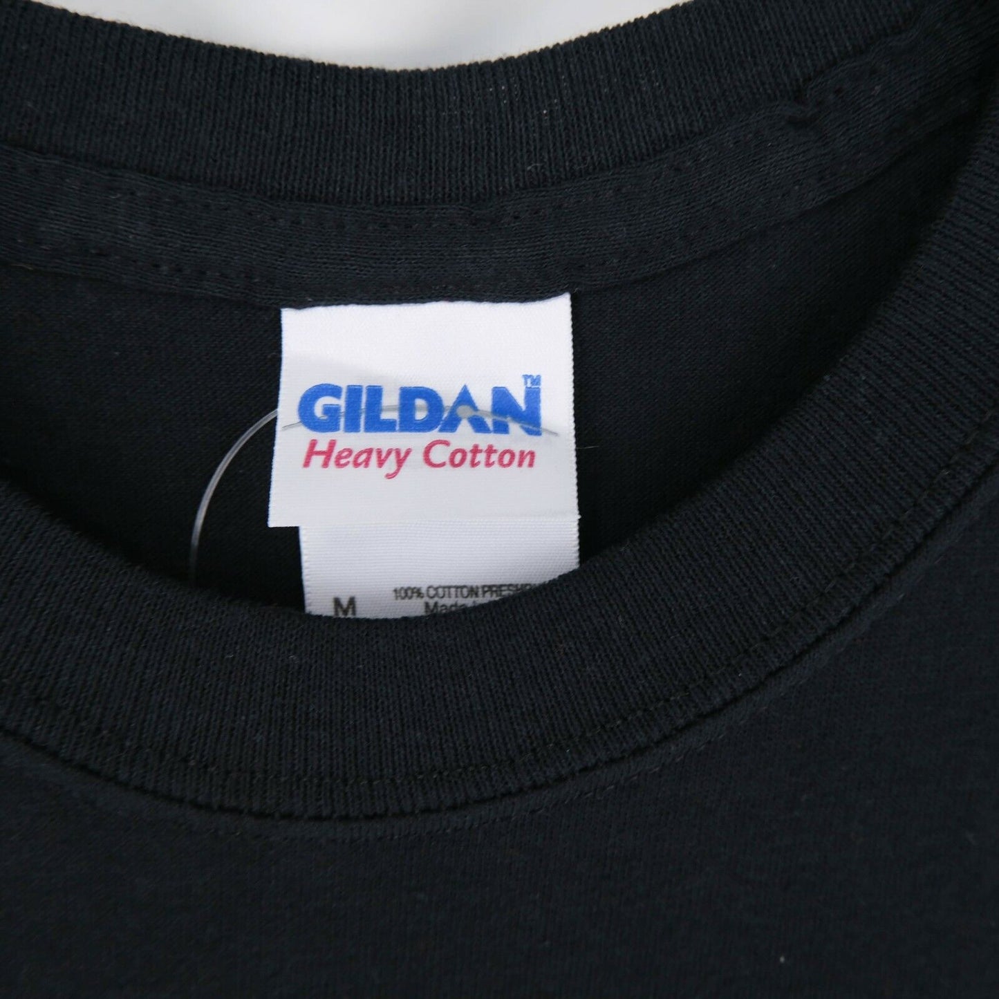 GILDAN Black Crew Neck Graphic Print T Shirt Size M