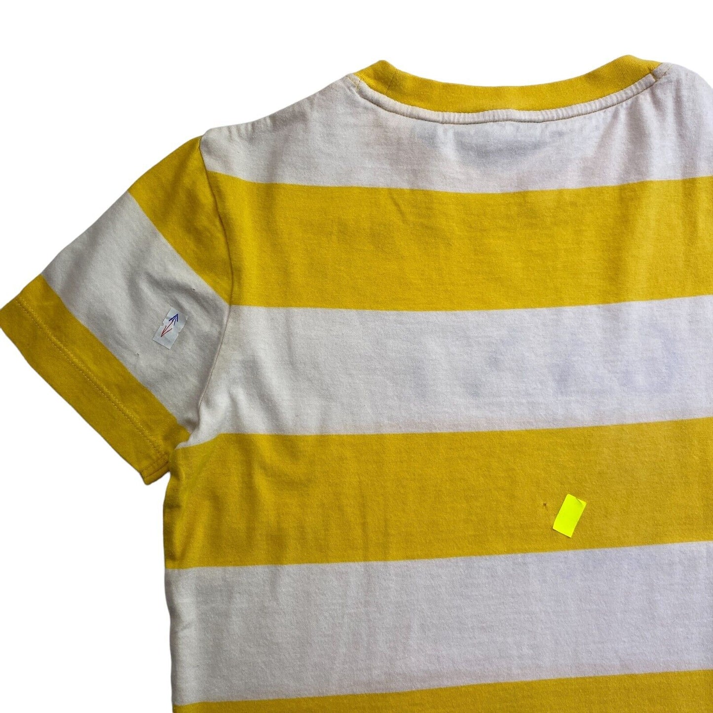 GANT Yellow Logo Striped Crew Neck T Shirt Size XS