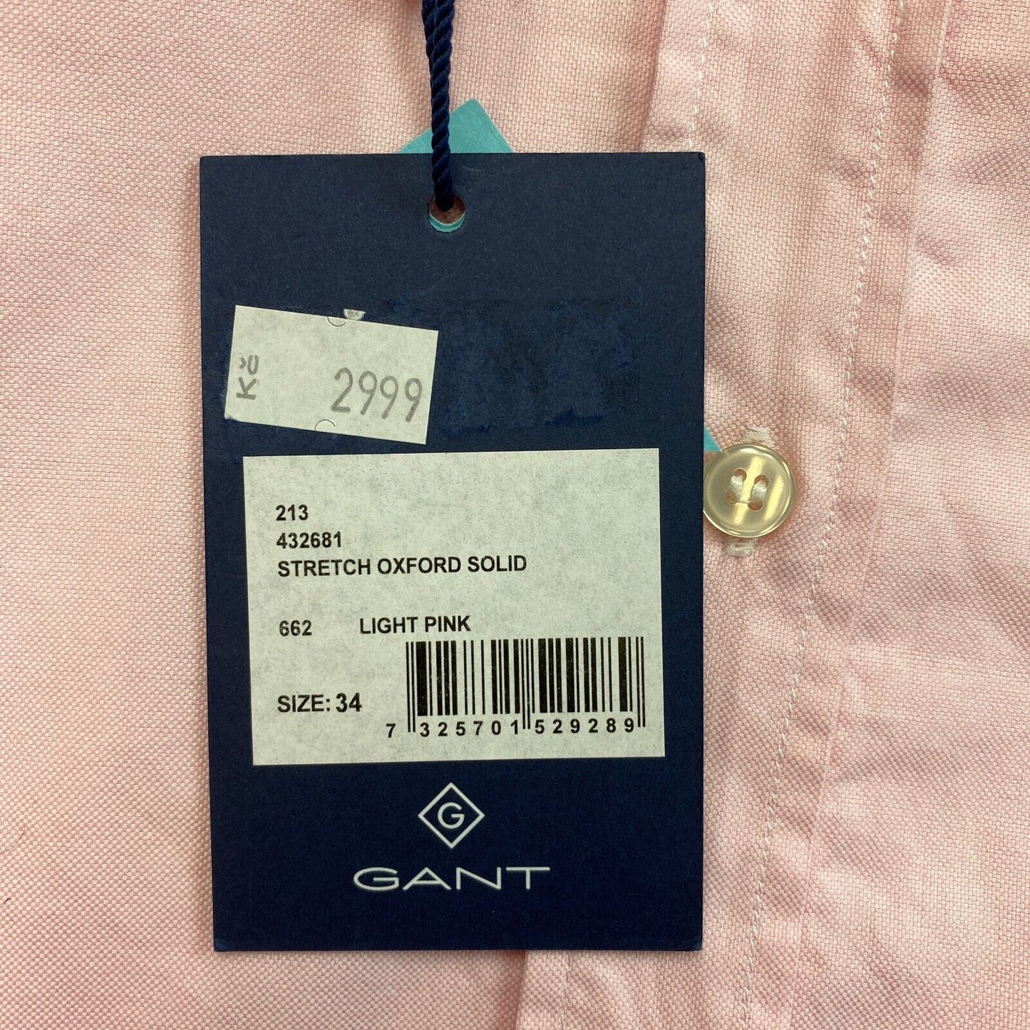 GANT Rosa Stretch Oxford Hemd Größe EU 34 UK 6 US 4