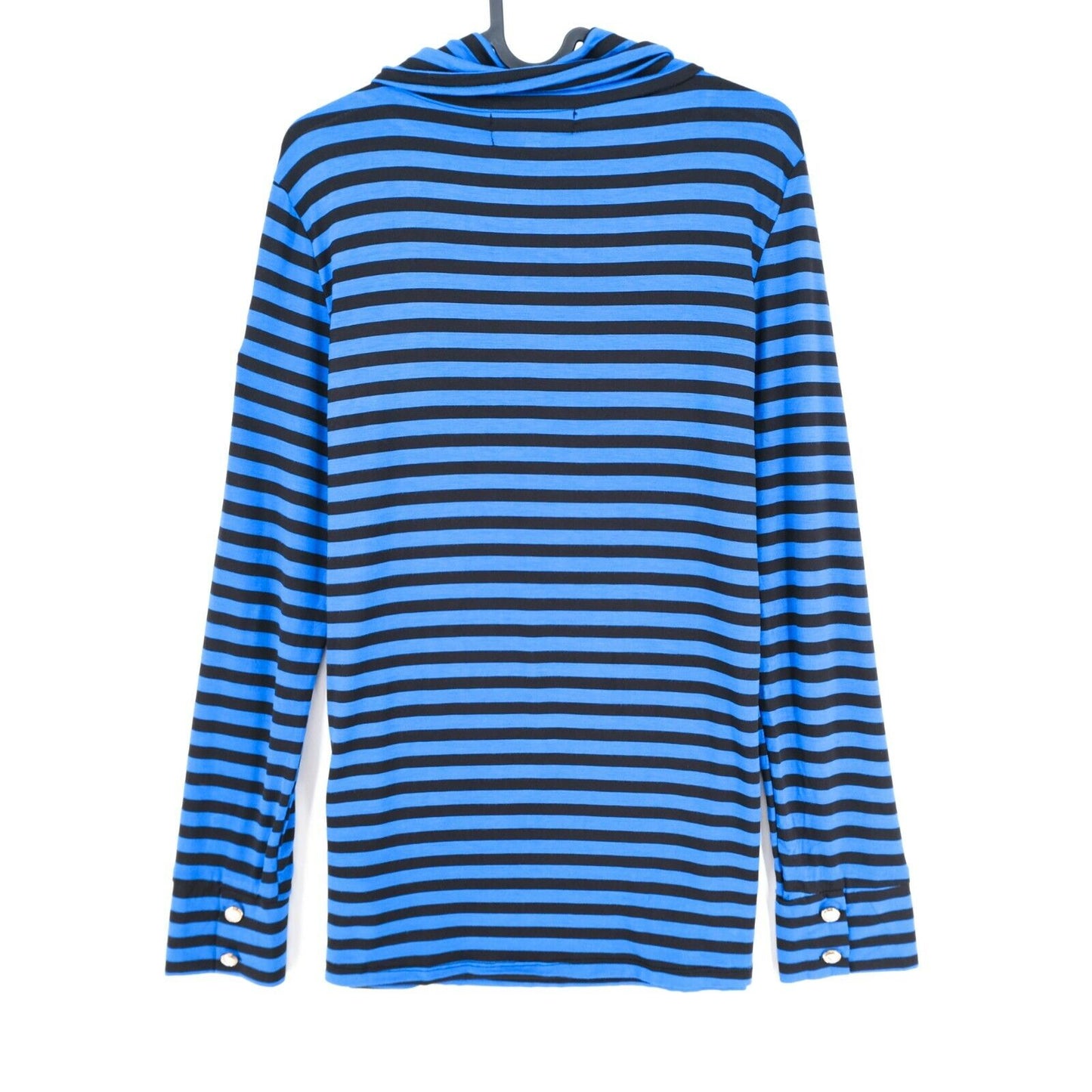 MISSING JOHNNY Blue Striped Roll Neck Long Sleeves T Shirt Size S M