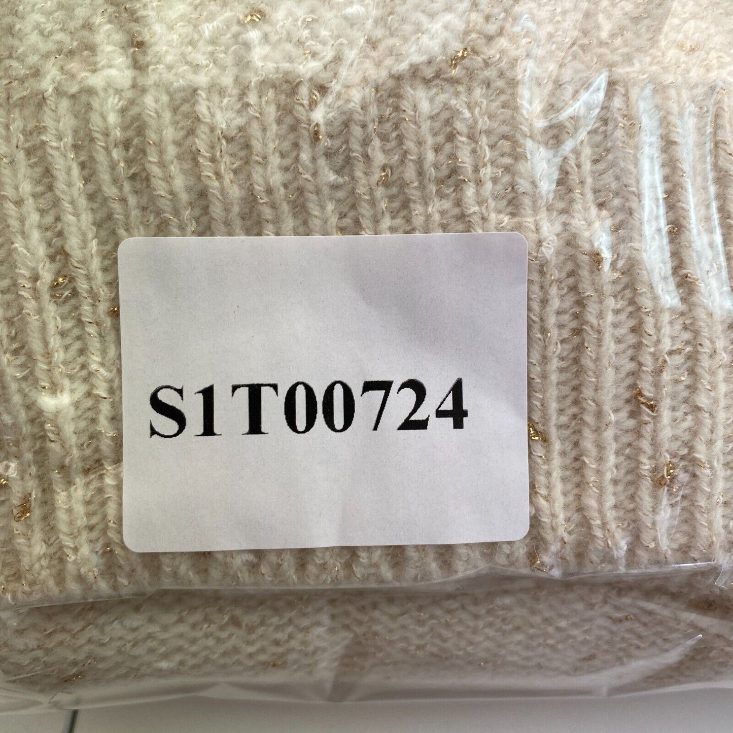 GANT Beige glitzernder Pullover aus Wollmischung mit Rundhalsausschnitt, Größe M