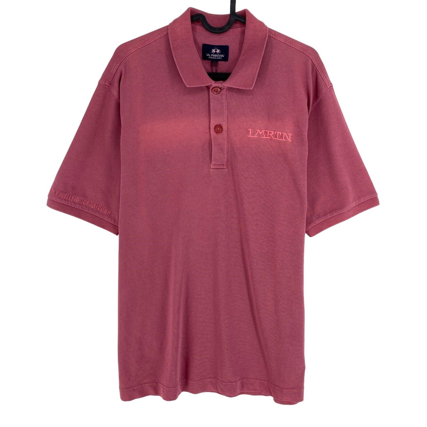 LA MARTINA Dark Pink Cotton Polo Shirt Size M