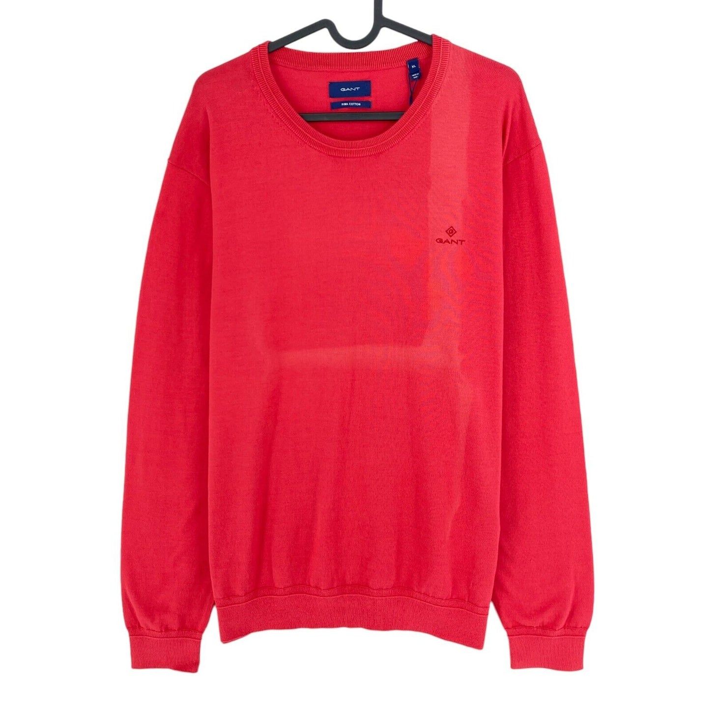 GANT Pinkish Red Pima Lux Contrast Crew Neck Sweater Pullover Size XL