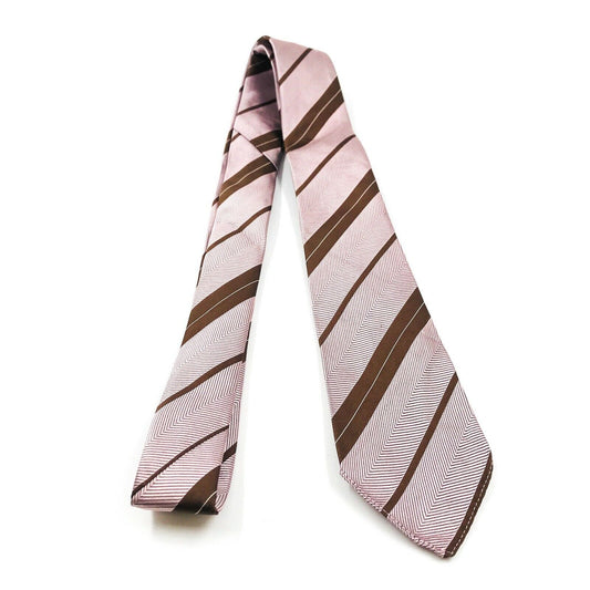 GANT Brown Pink Striped 100% Silk Tie Made In Italy