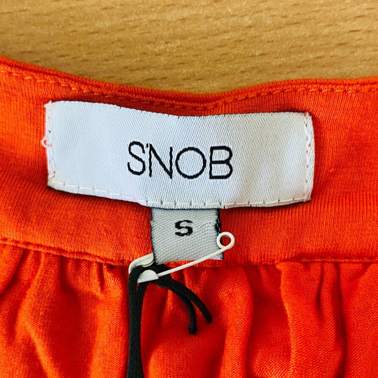 S`NOB Women Orange Scoop Neck Loose Fit T Shirt Blouse Size S