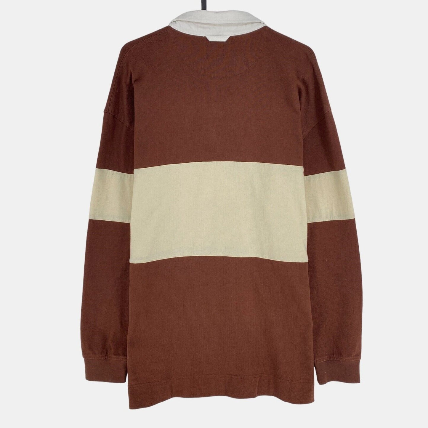 GANT Brown Striped Oversized Heavy Rugger Sweater Jumper Size M