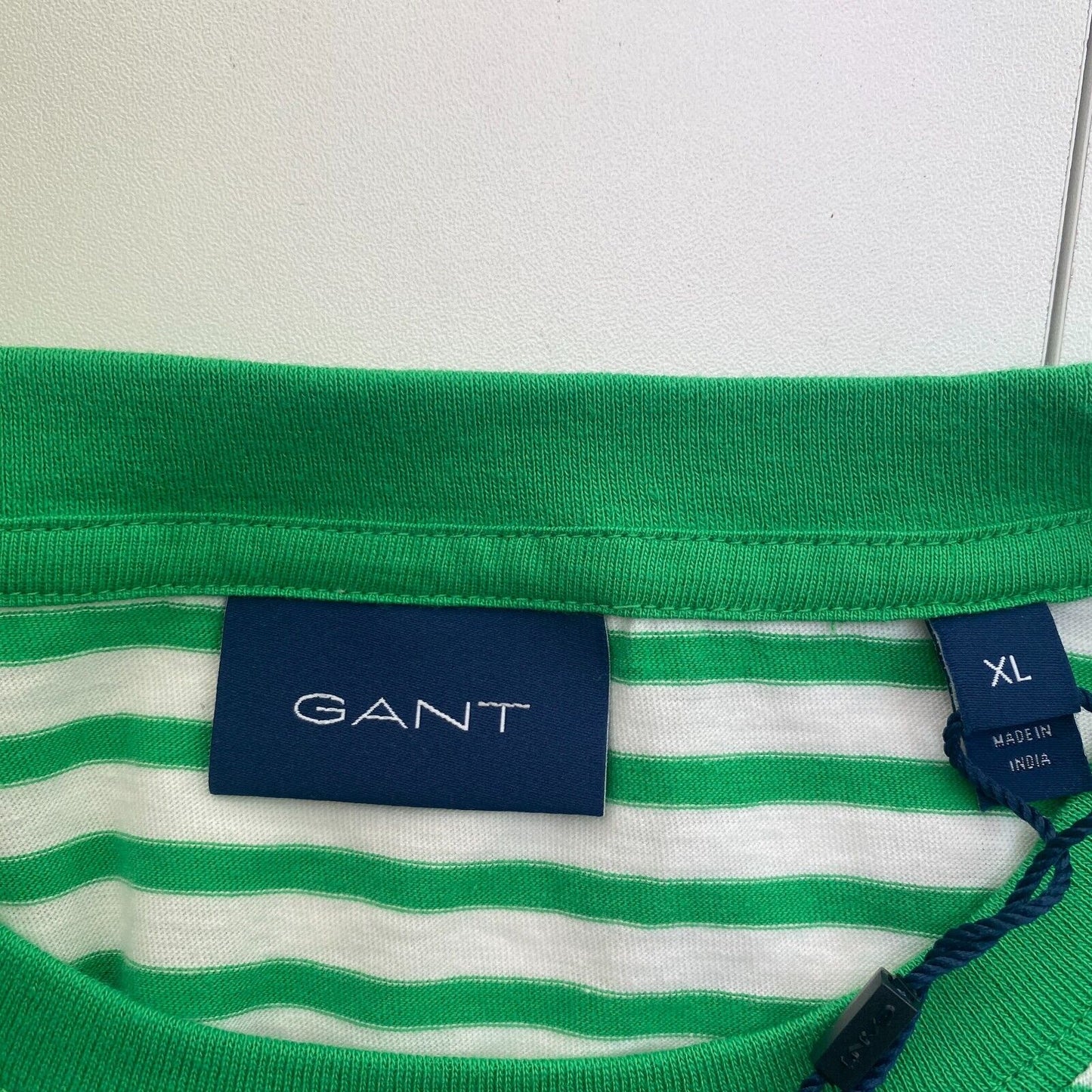 GANT Men Green Striped Crew Neck Short Sleeves T Shirt Size XL