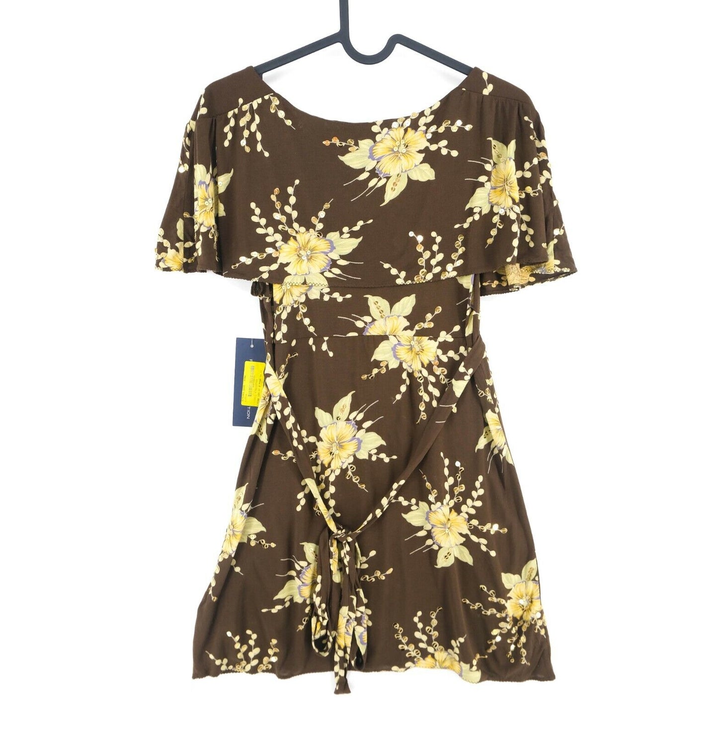 RRP €165 FRENCH CONNECTION Brown Floral Print Scoop Neck Dress Size 10 - S