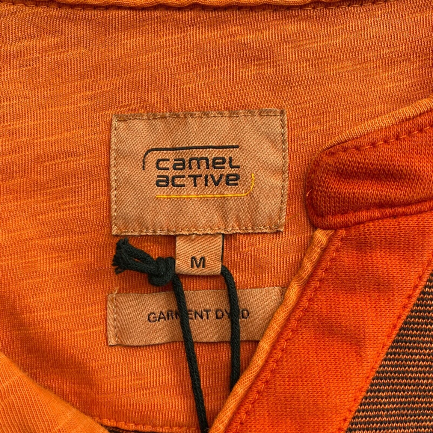 Camel Active Dark Orange Garment Dyed Henley Neck Sweatshirt Jumper Size M