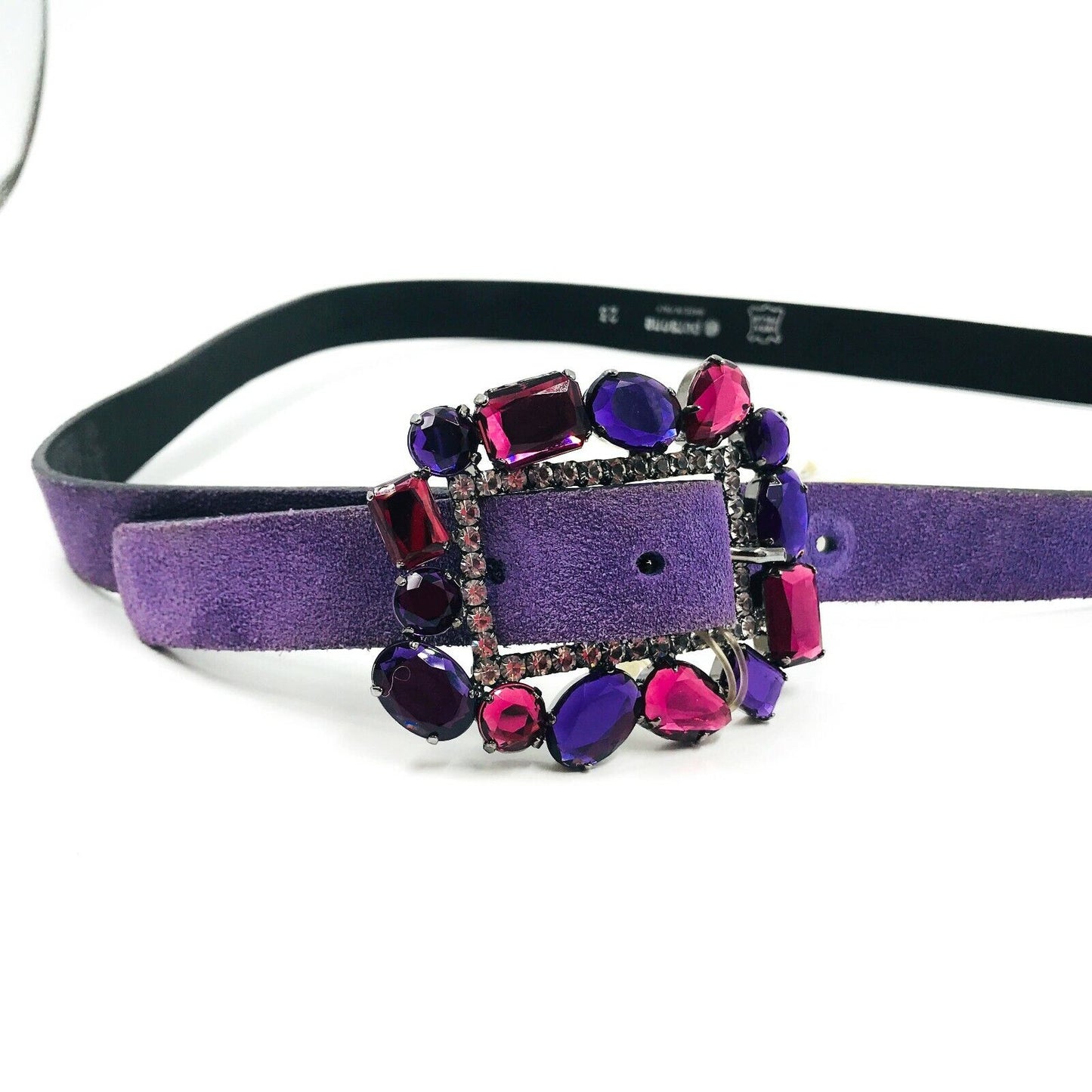 Persona Purple Suede Leather Designer Belt Made in Italy Size 23 US 14 RRP €99