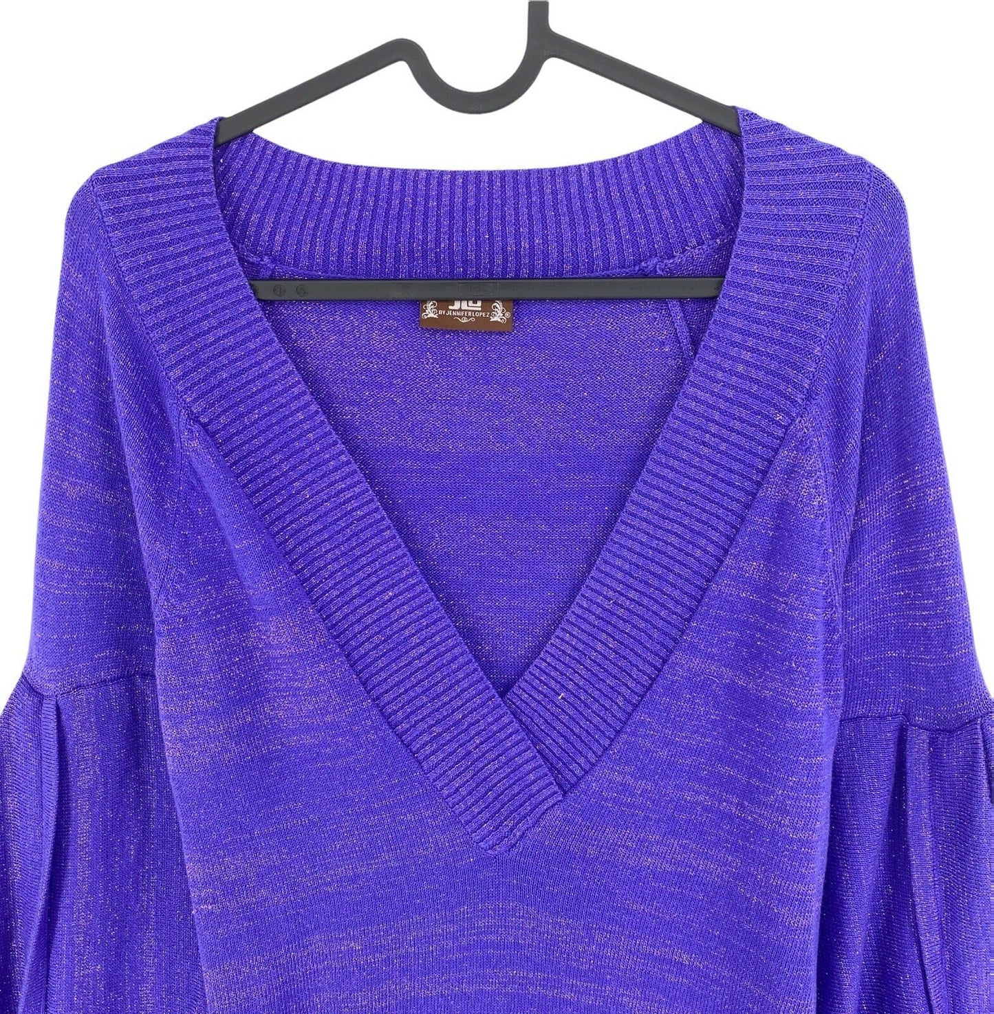 JLO By Jennifer Lopez Purple V Neck Long Sweater Jumper Size S