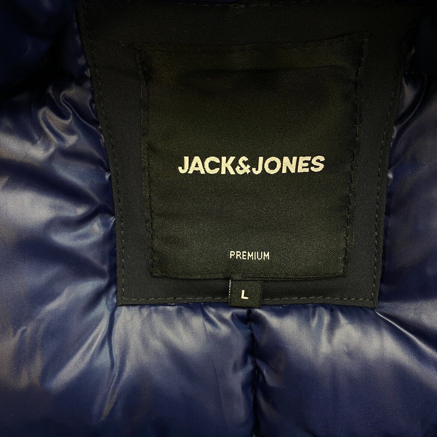 JACK&JONES Men Navy Blue Blakeen Hooded Parka Coat Jacket Size L