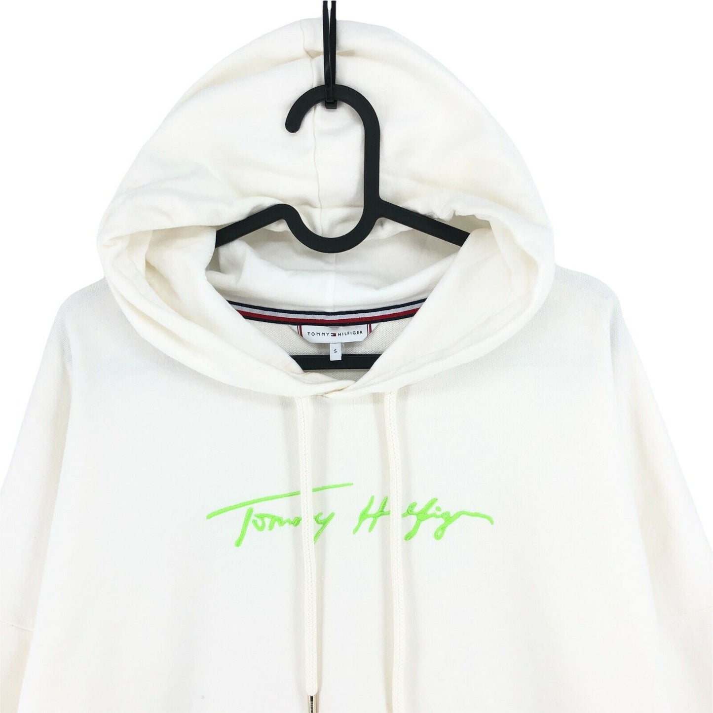 TOMMY HILFIGER White Oversized Hoodie Sweater Jumper Size S