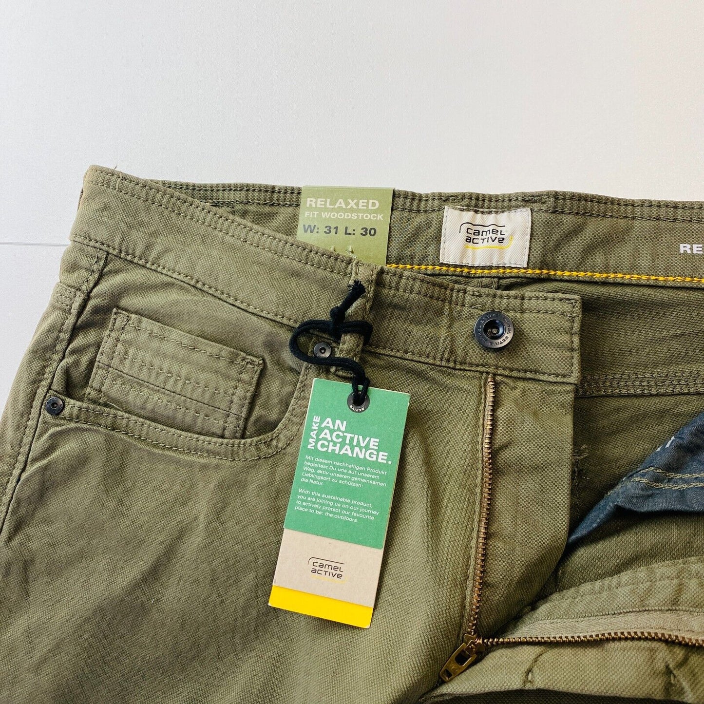 Camel Active WOODSTOCK Mens Dark Green Relaxed Straight Fit Jeans W31 L30