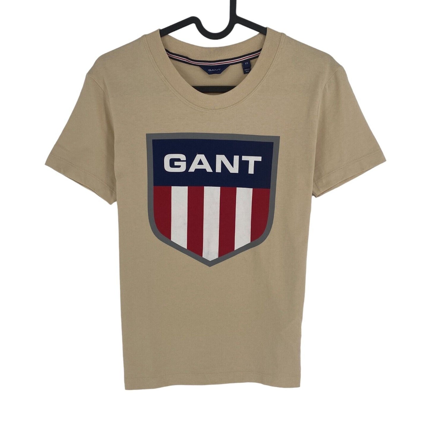 GANT Women Brown Retro Shield Crew Neck Short Sleeves T Shirt Size XS